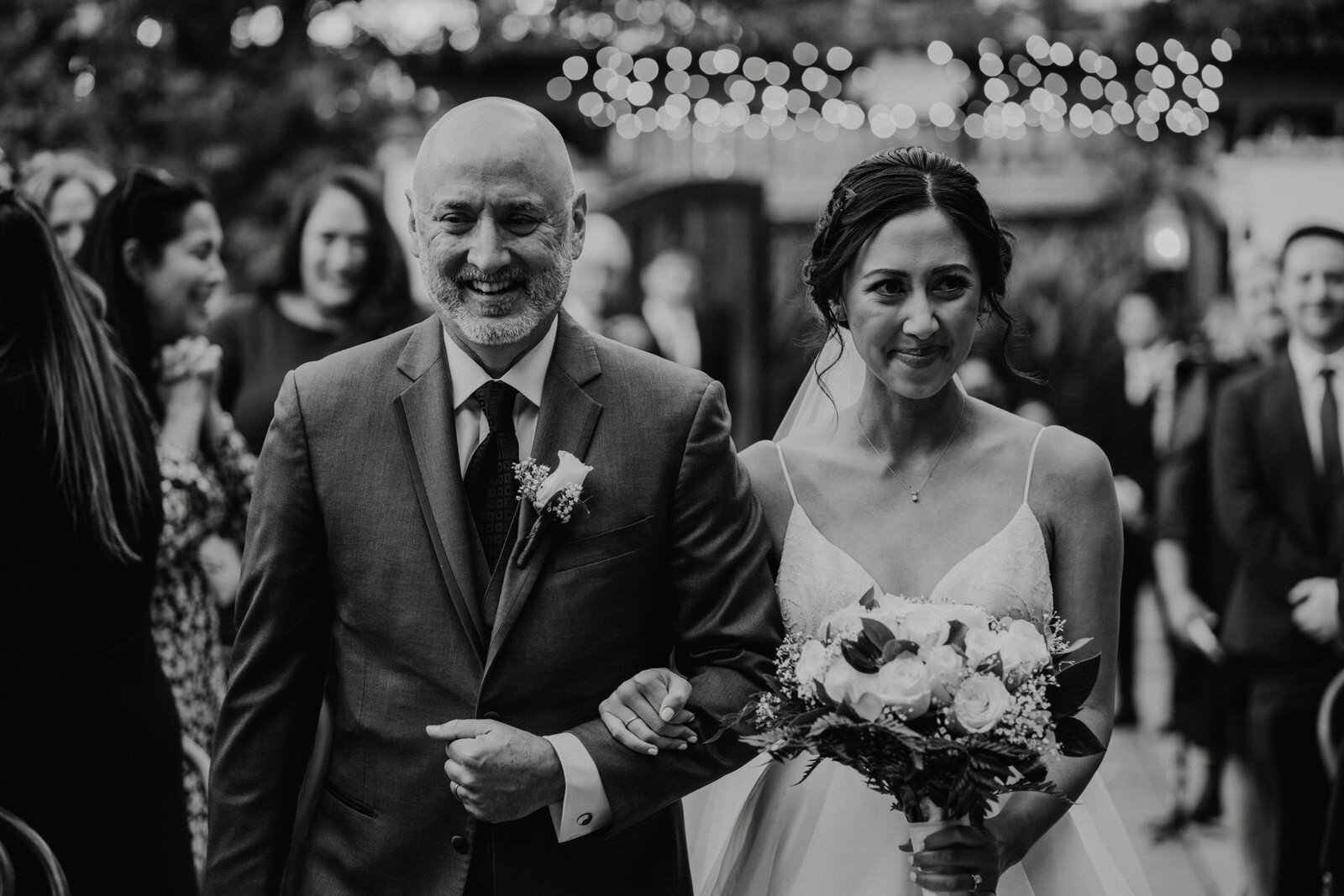 Groom and dad walk down aisle | Candid, warm wedding photography | Franciscan Gardens wedding in San Juan Capistrano, CA by Kept Record www.keptrecord.com