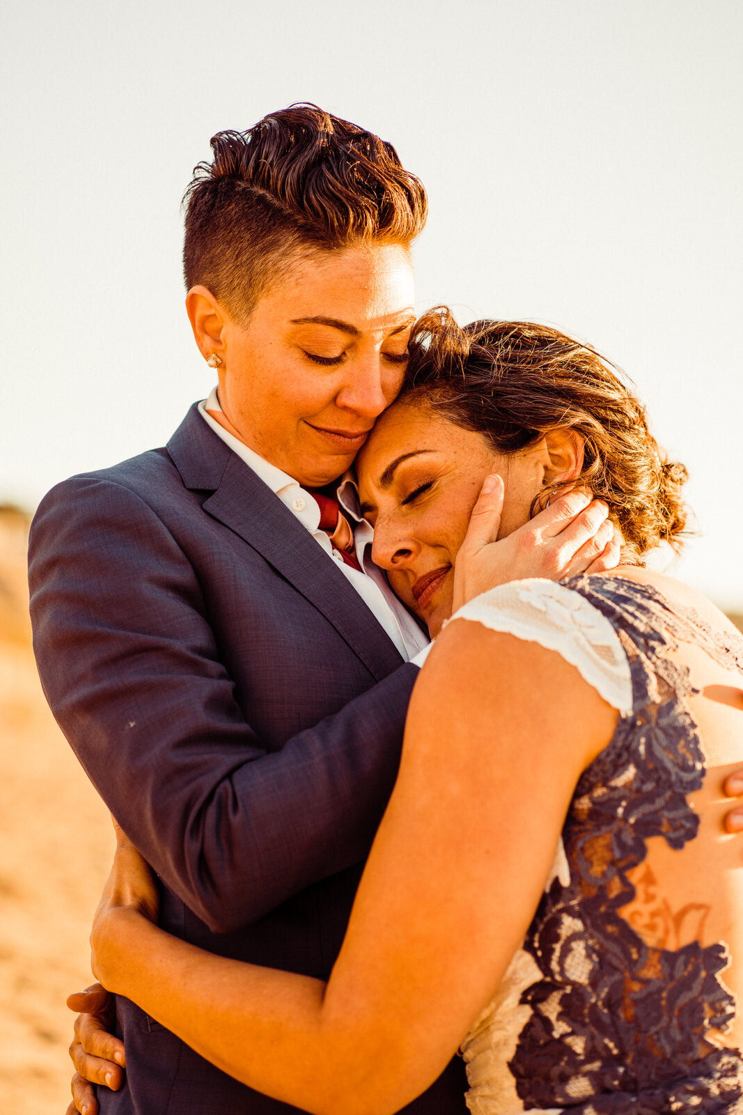 Lesbian Couple Elopement | Baker Beach Elopement | San Francisco Wedding Photographer |  Navy and White Wedding Dress | LGBTQ Wedding Photographer | Kept Record | www.keptrecord.com