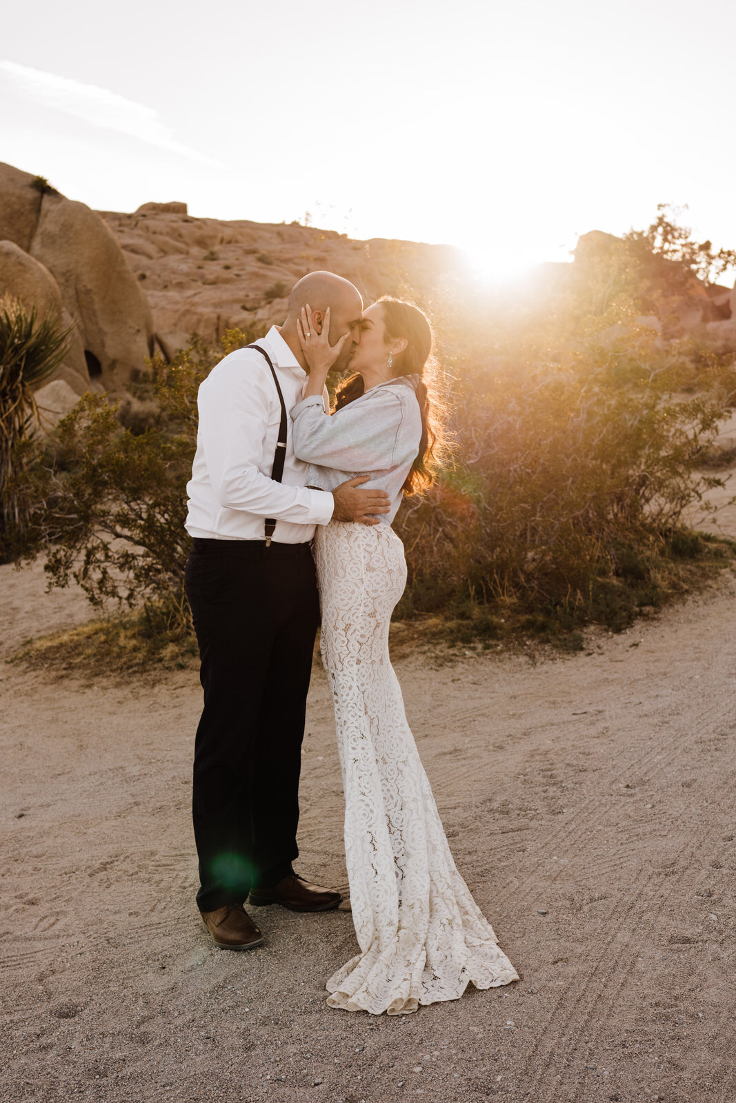 Joshua Tree National Park First Kiss with Bride and Groom | Joshua Tree Wedding Photographer | Yucca Valley Photographer | SoCal Wedding Photographer | Kept Record | www.keptrecord.com