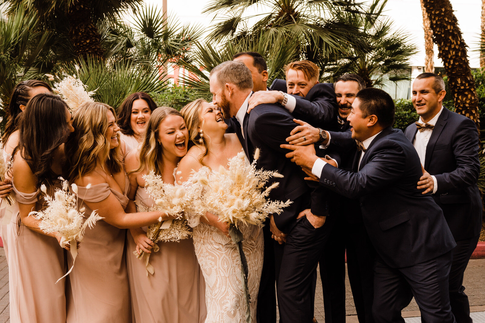  Desert Wedding Photographer | Las Vegas Wedding Photographer | Boho Wedding Inspo | Dried Floral Wedding Bouquet | Pampas Grass Bouquet | Boho Bride | Desert Elopement Photographer | Seven Magic Mountains First Look | Joshua Tree Wedding Photographe