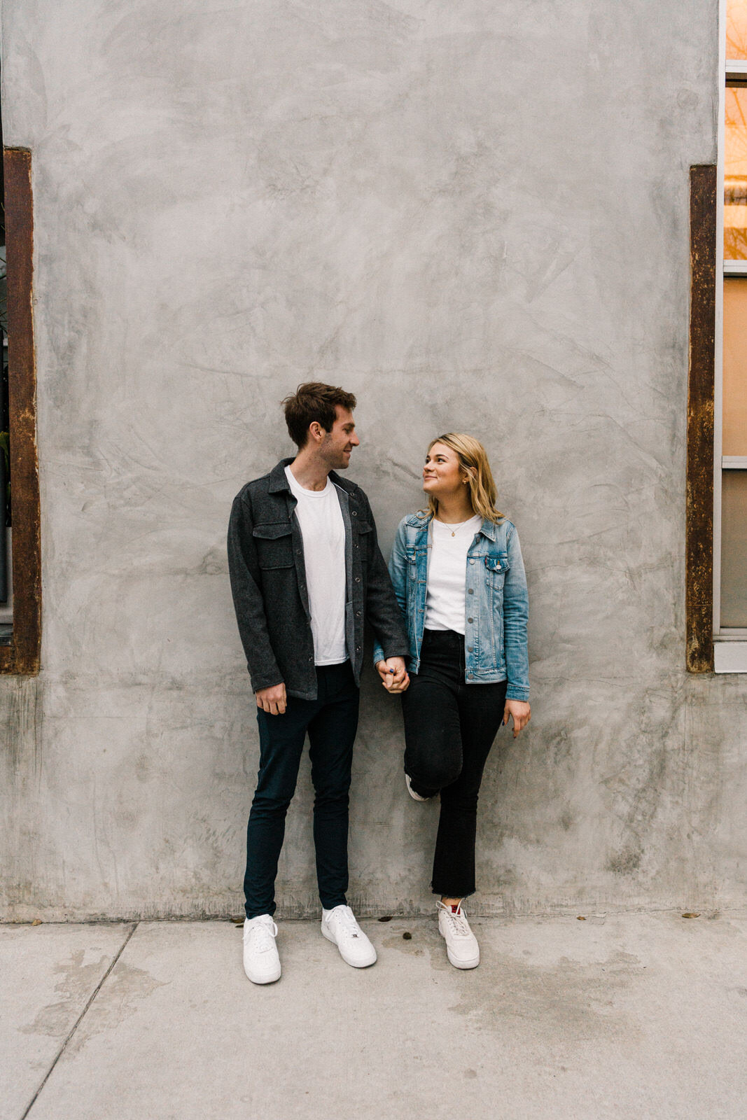 Dark and moody sunrise engagement photos in the LA Arts District | Fun, edgy, urban couples photos | Downtown LA Engagement photos | Photo by Kept Record | www.keptrecord.com