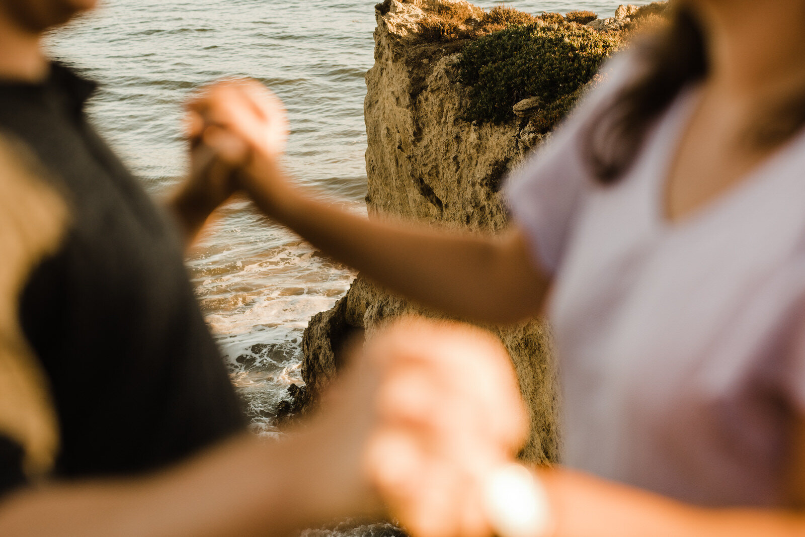 Artistic engagement photo at El Matador Beach in Malibu | fun, nontraditional wedding photos by California Elopement Photographer Planner Kept Record | www.keptrecord.com