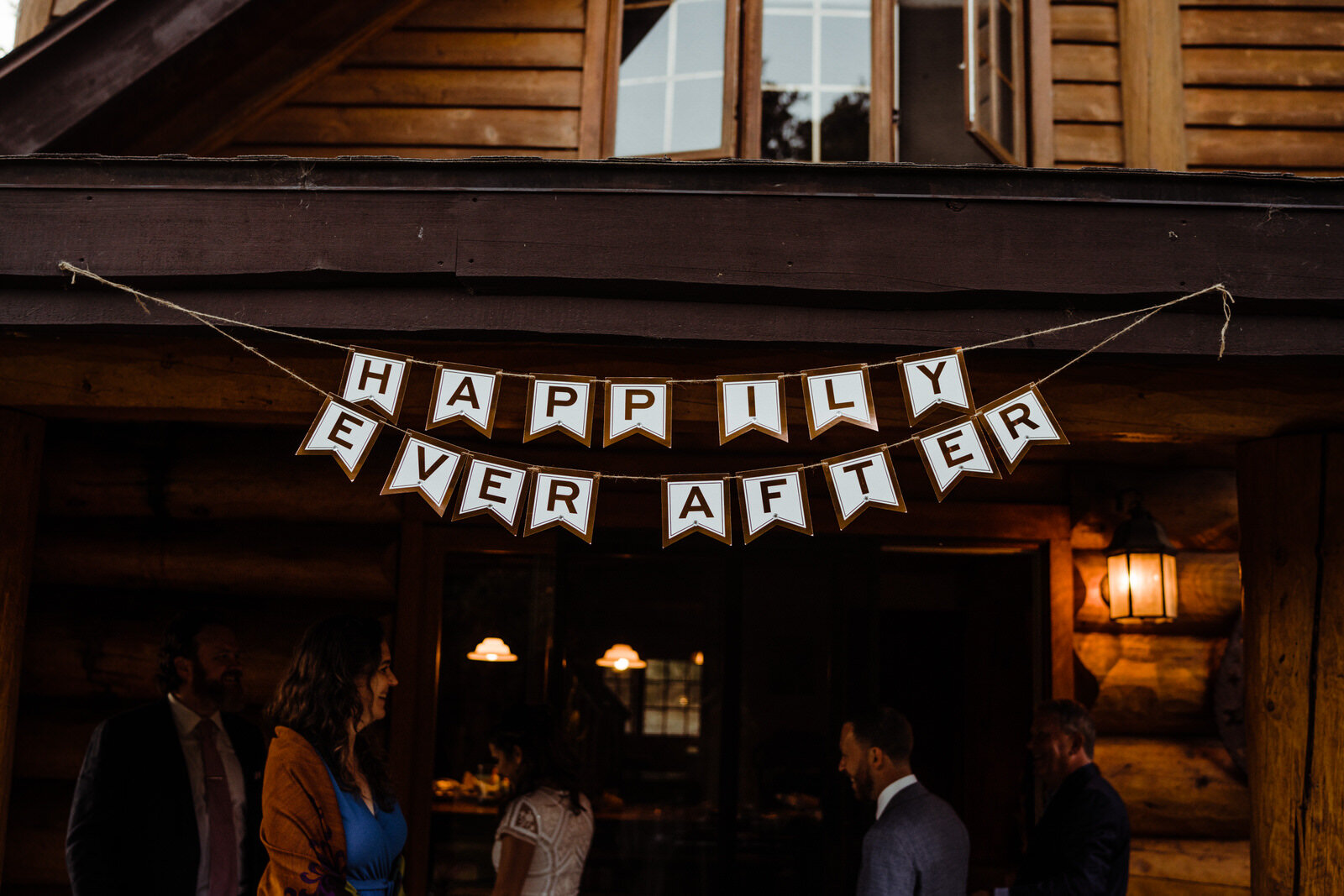 Happily Ever After banner at cabin elopement | Central Coast elopement | fun, nontraditional wedding photos by California Elopement Photographer Planner Kept Record | www.keptrecord.com