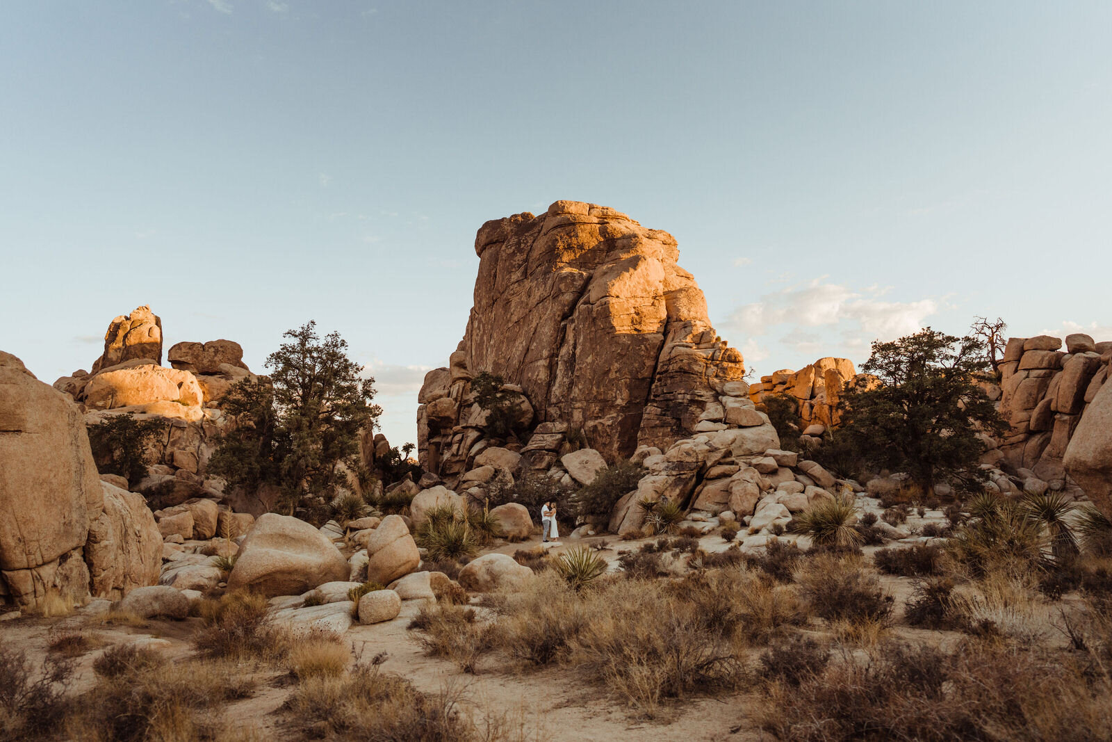 Sunrise Summer Engagement Session - Neutral Photoshoot Outfits - Dark and Moody Engagement Photos by adventurous Joshua Tree Wedding and Elopement Photographer Kept Record | www.keptrecord.com