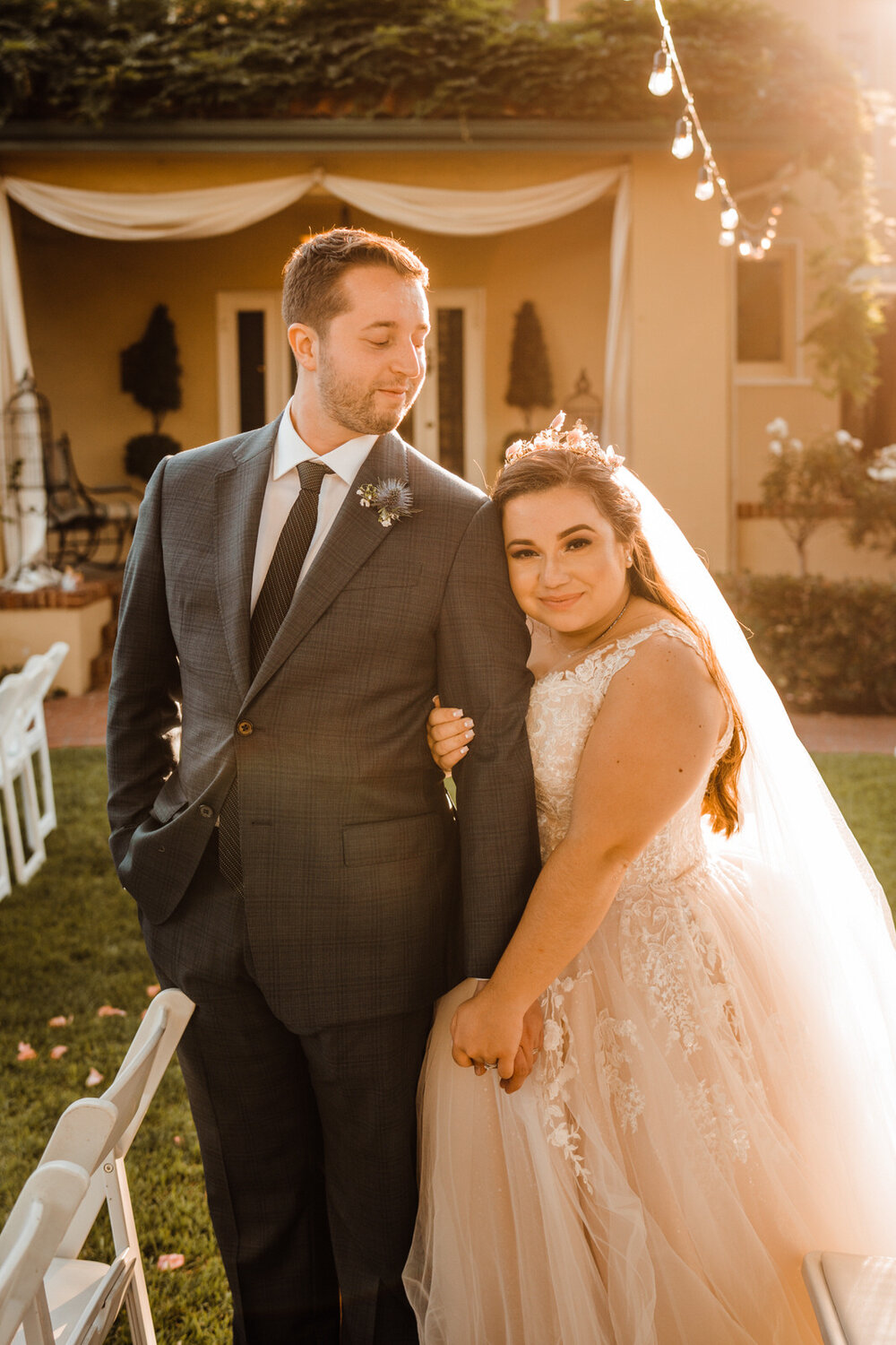 French Estate Wedding Photo with Bride and Groom at Sunset | Photos by Kept Record | www.keptrecord.com