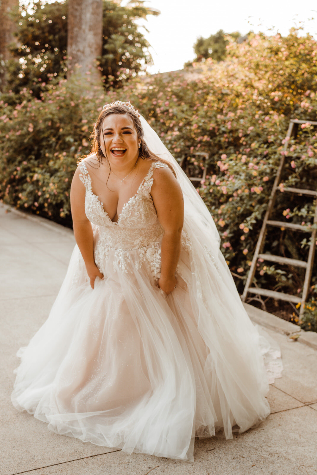 Overjoyed Bride at French Estate Garden Wedding Laughing | Photos by Kept Record | www.keptrecord.com