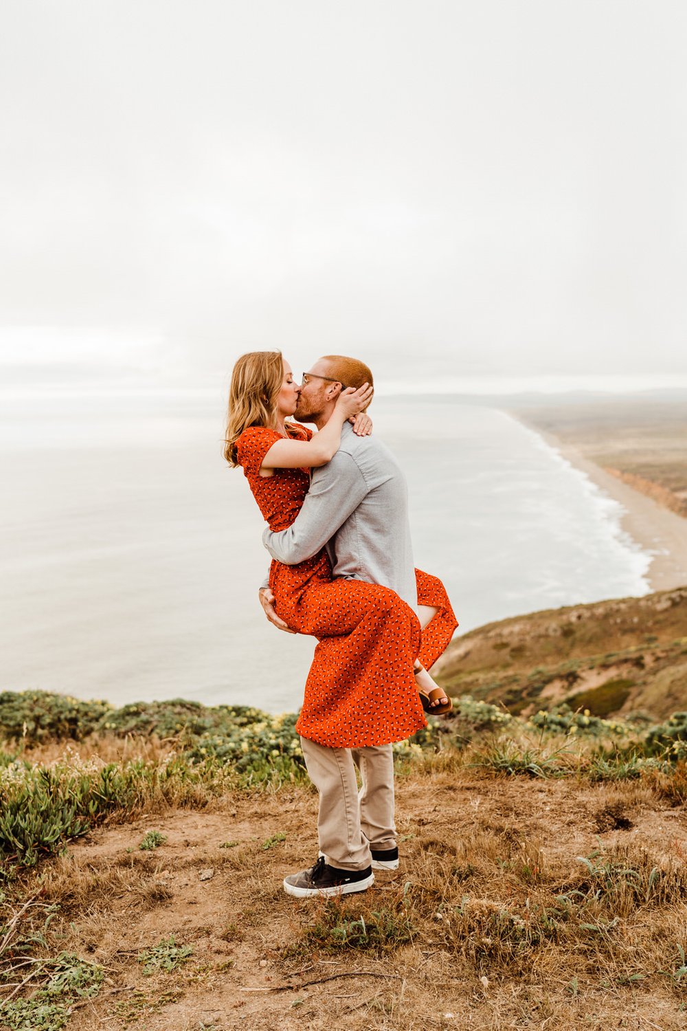 Ireland-inspired Point Reyes engagement | Engagement Outfits | Windy, romantic, adventurous photos | Kept Record | www.keptrecord.com