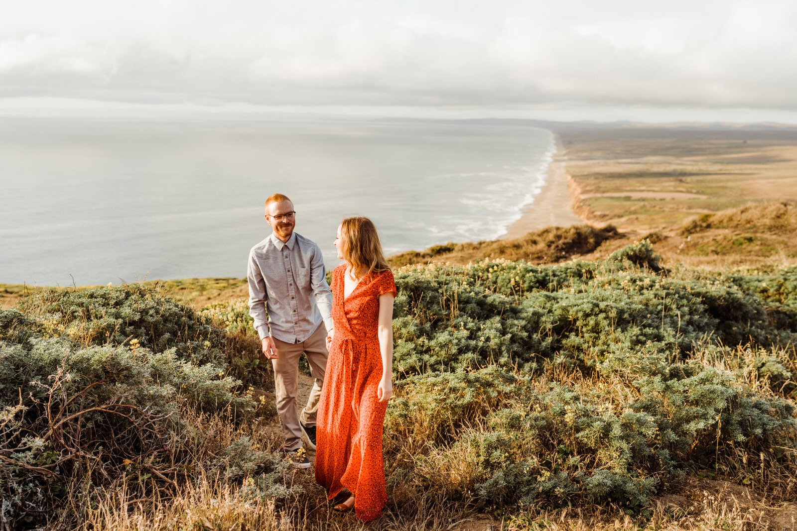 Ireland-inspired Point Reyes engagement | Engagement Outfits | Windy, romantic, adventurous photos | Kept Record | www.keptrecord.com