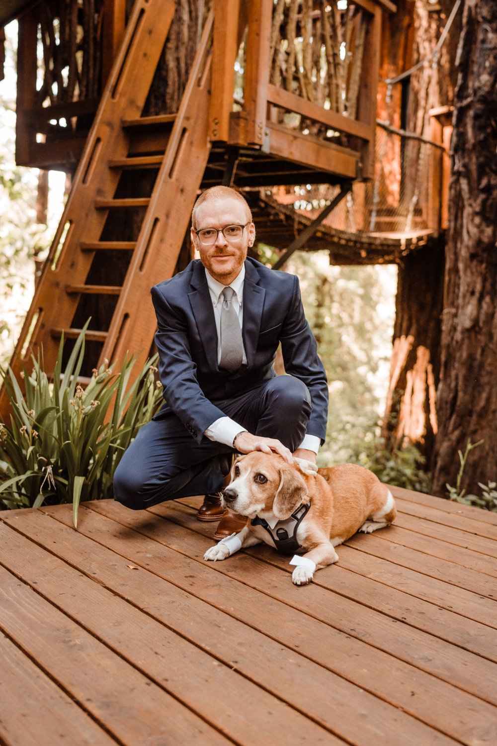 Wedding-in-the-Woods-Red-Haired-Groom-with-Senior-Rescue-Dog-Beagle (2).jpg