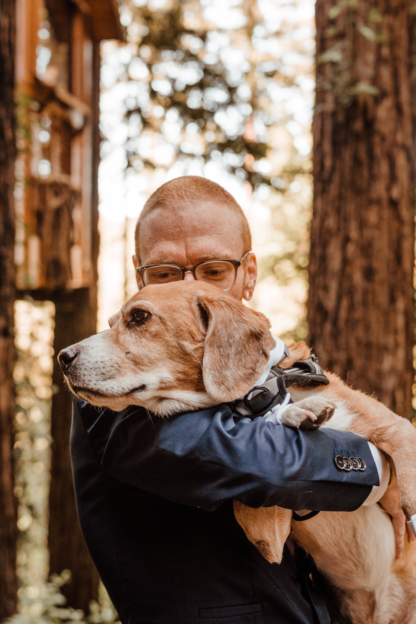 Wedding-in-the-Woods-Red-Haired-Groom-with-Senior-Rescue-Dog-Beagle (4).jpg