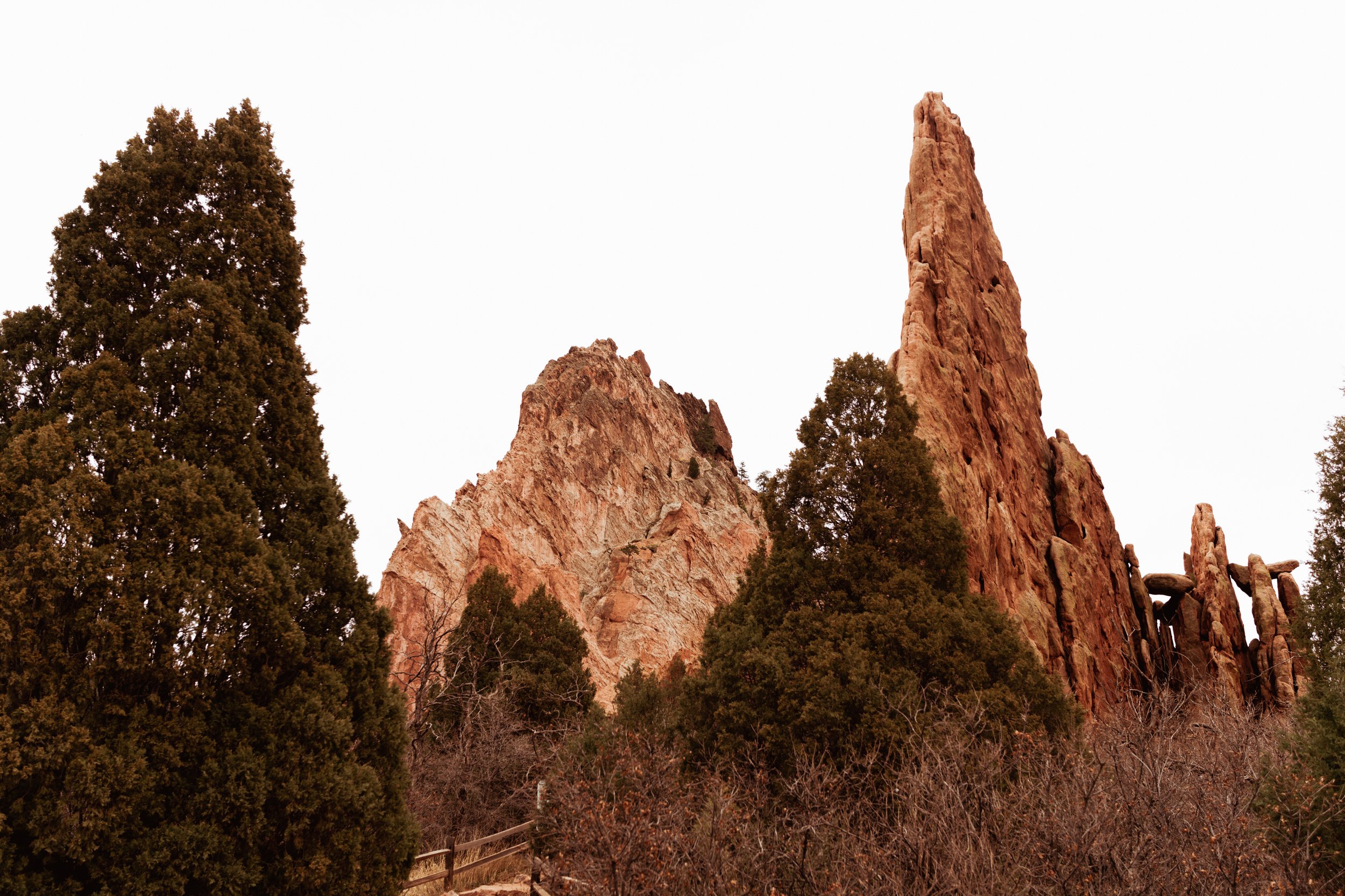Vertical Rocks Pointing towards the Sky at Garden of the Gods | Scenic landscape images of red rock formations from Garden of the Gods | Colorado Springs |  Elopement Photographer Kept Record