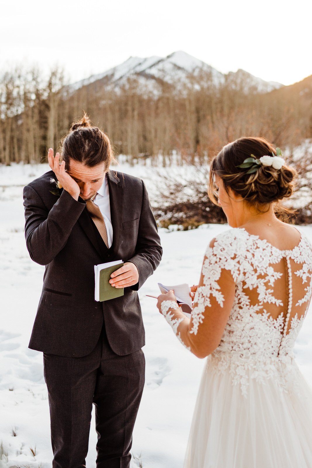 Emotional Winter Wedding Ceremony in Aspen, CO | Colorado Elopement Photographer | keptrecord.com