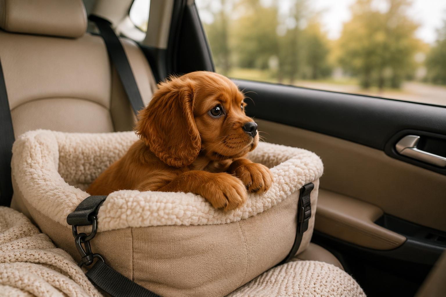 Puppy transitioning into a new home environment with crate, bed, and daily routines.