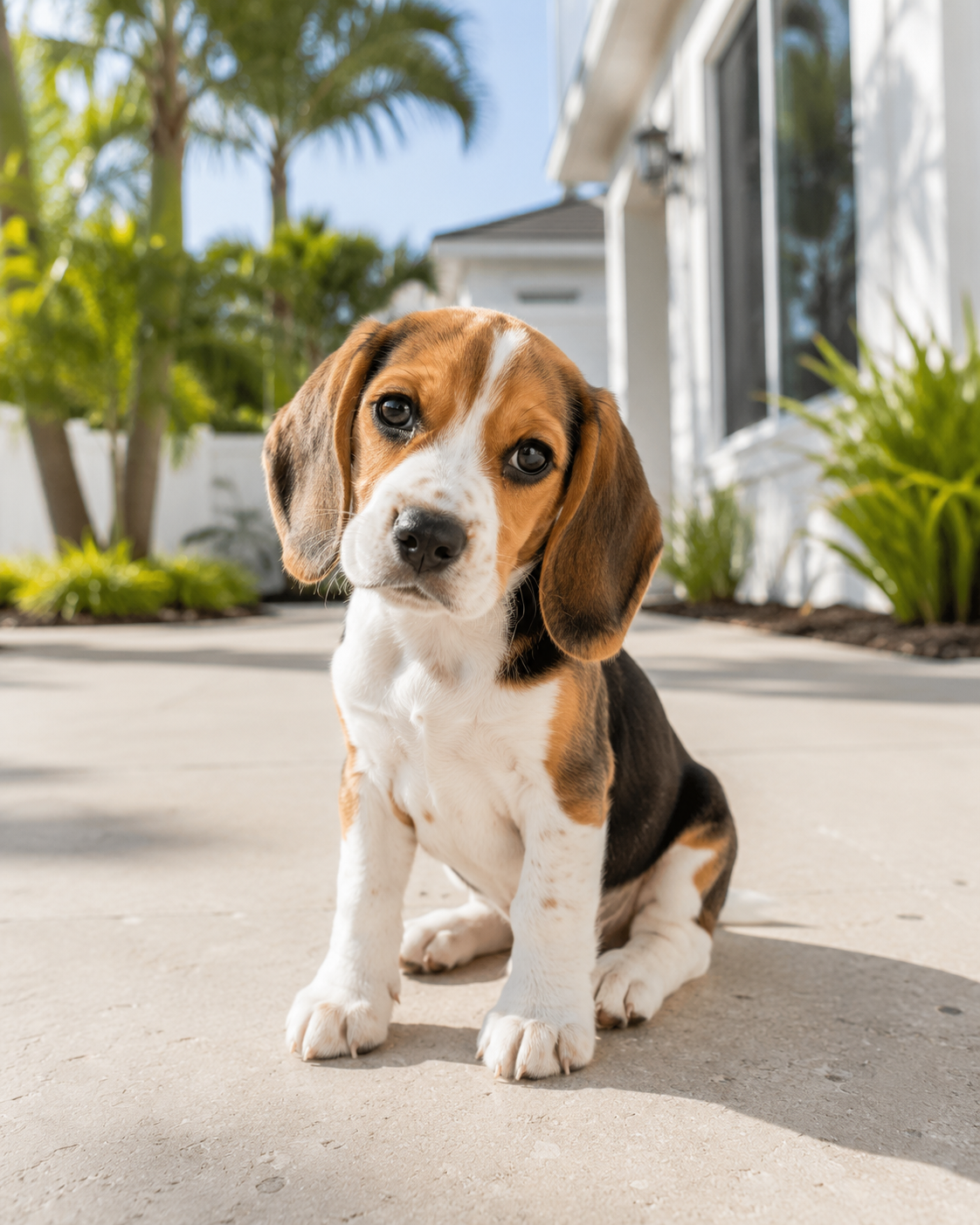 Young Beagle puppy learning calm behavior through leadership, structure, and relationship-focused puppy training at PAWSitively Calm.