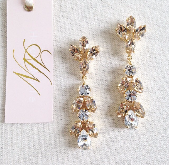 crystal drop wedding earrings