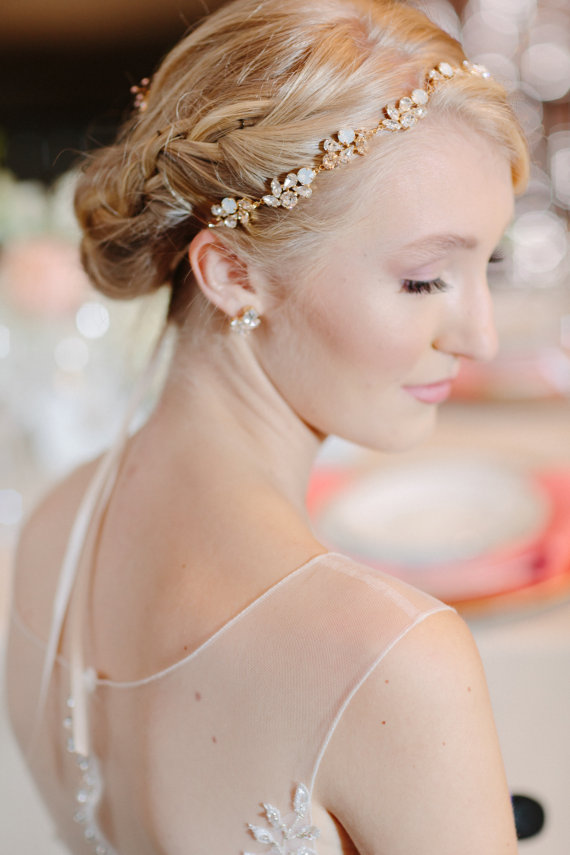 rose gold weding headband