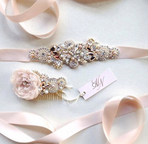 pink floral wedding headpiece