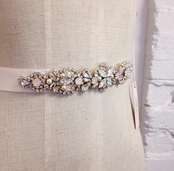 opal crystal bridal belt
