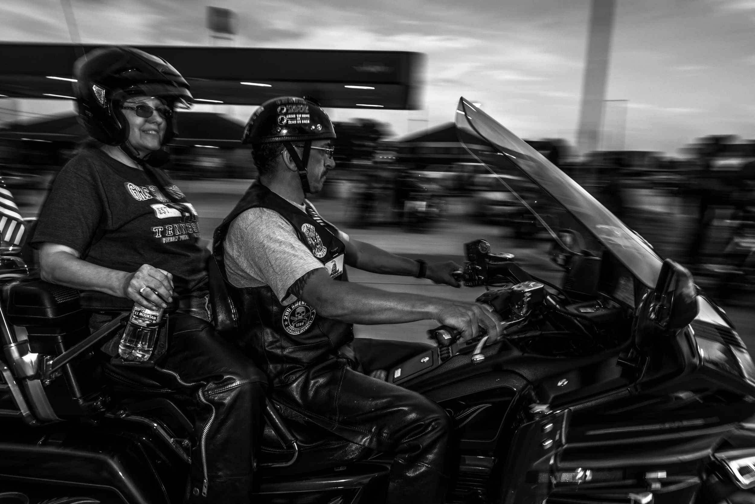 Honor Flight riders arrive to the staging area in Kingdom City, Missouri on Tuesday, Jun. 18, 2019. 256 motorcycles attended the event.