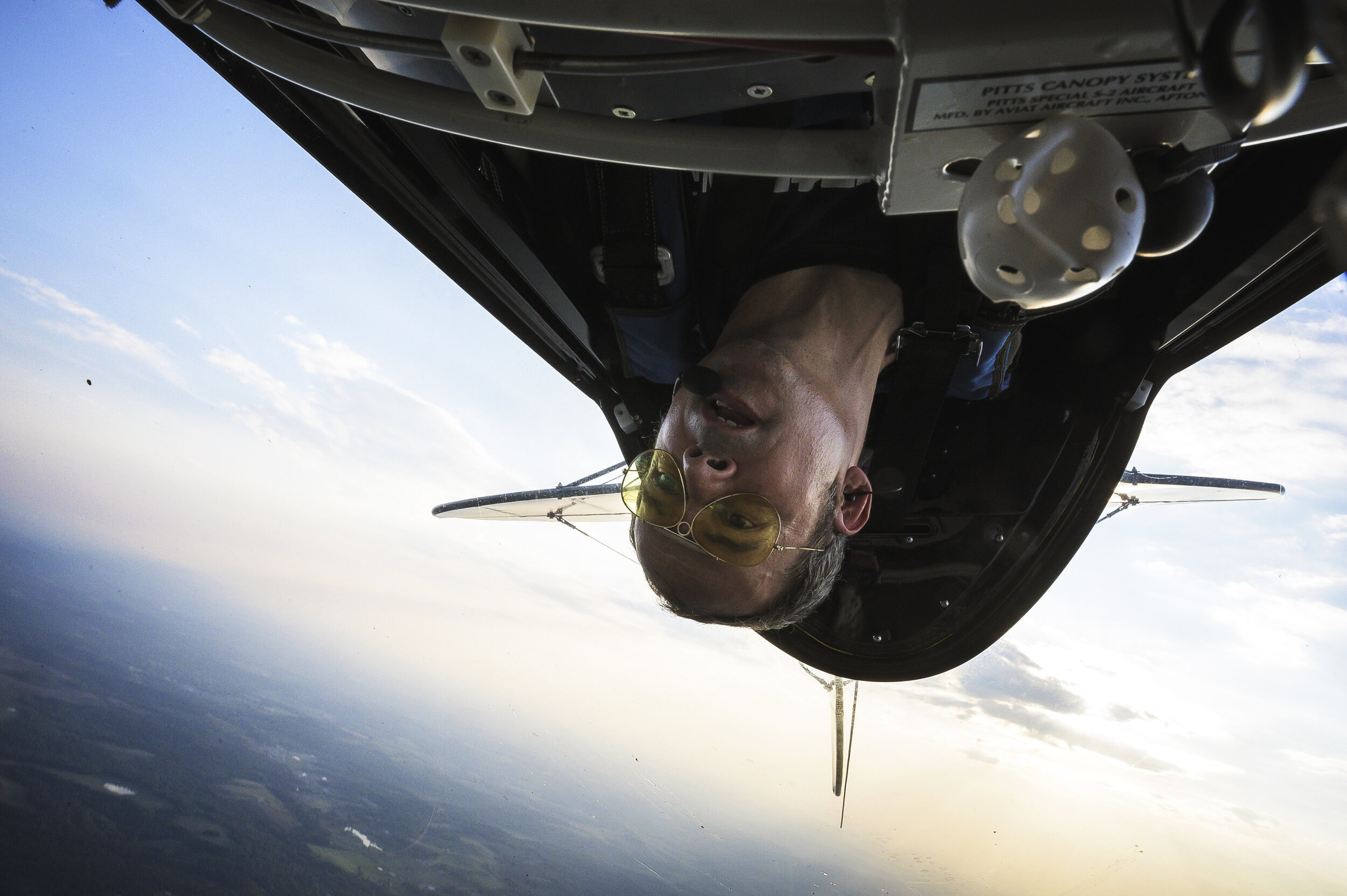  Robert "Tico" LaCerda practices aerobatic maneuvers in his Pitts Special SB-2 stunt plane, the day prior to the Vinton County Airshow, on Saturday, September 21, 2019. LaCerda has been performing at airshows as a hobby for the last 11 years and flie