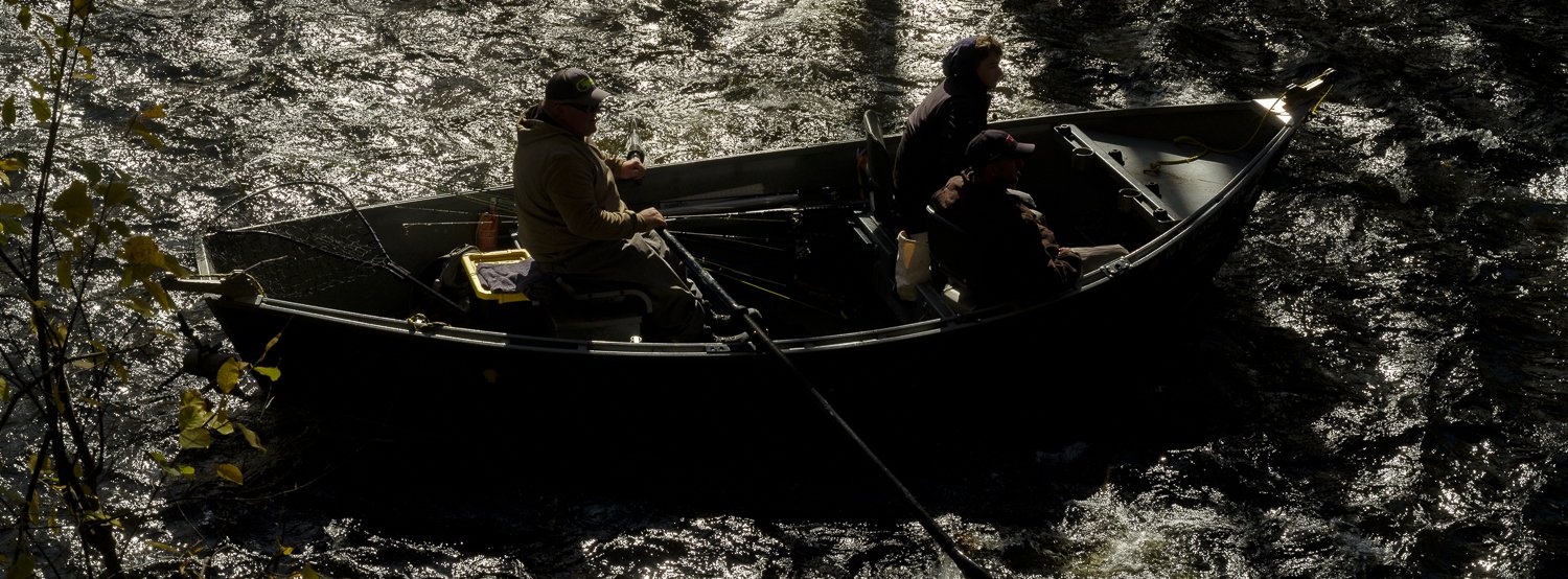  Anglers travel through the Salmon River with a paid river guide near the Pineville River Landing.  