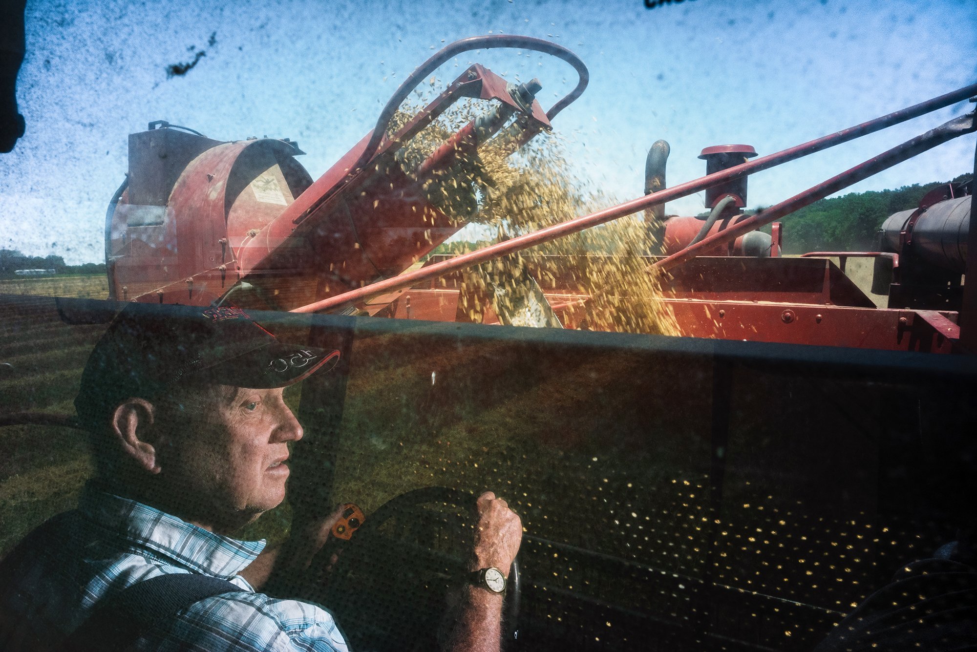  Russell Wilson Case, 73, poses for a portrait while harvesting 40 acres of barley on his farm on Wednesday, June 23, 2021. Case farms barley with his son, RT, who runs South Fork Malthouse. The malthouse is the only one in the state of Kentucky and 