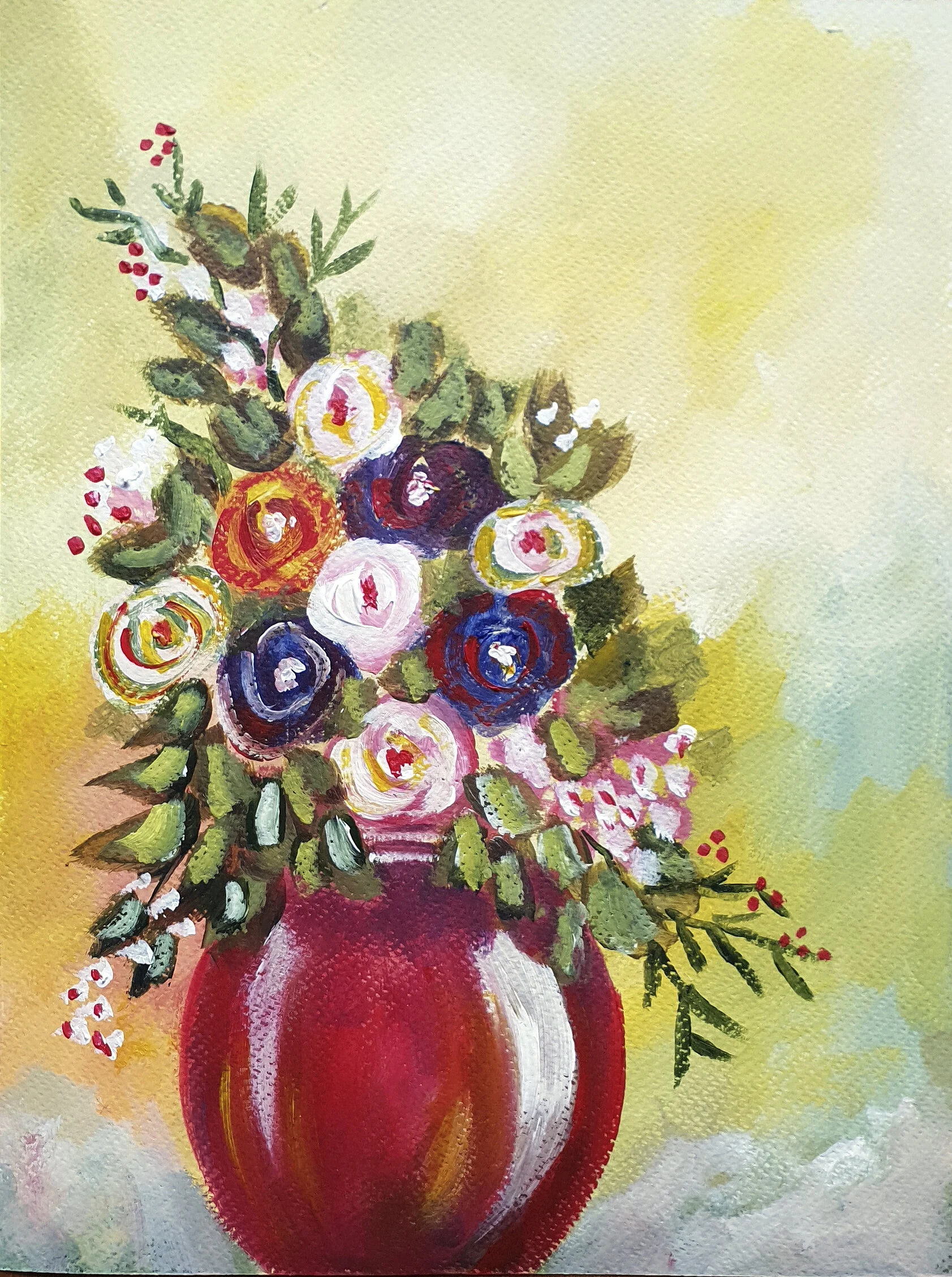 Abstrcat Flowers - 3 - 9x12in