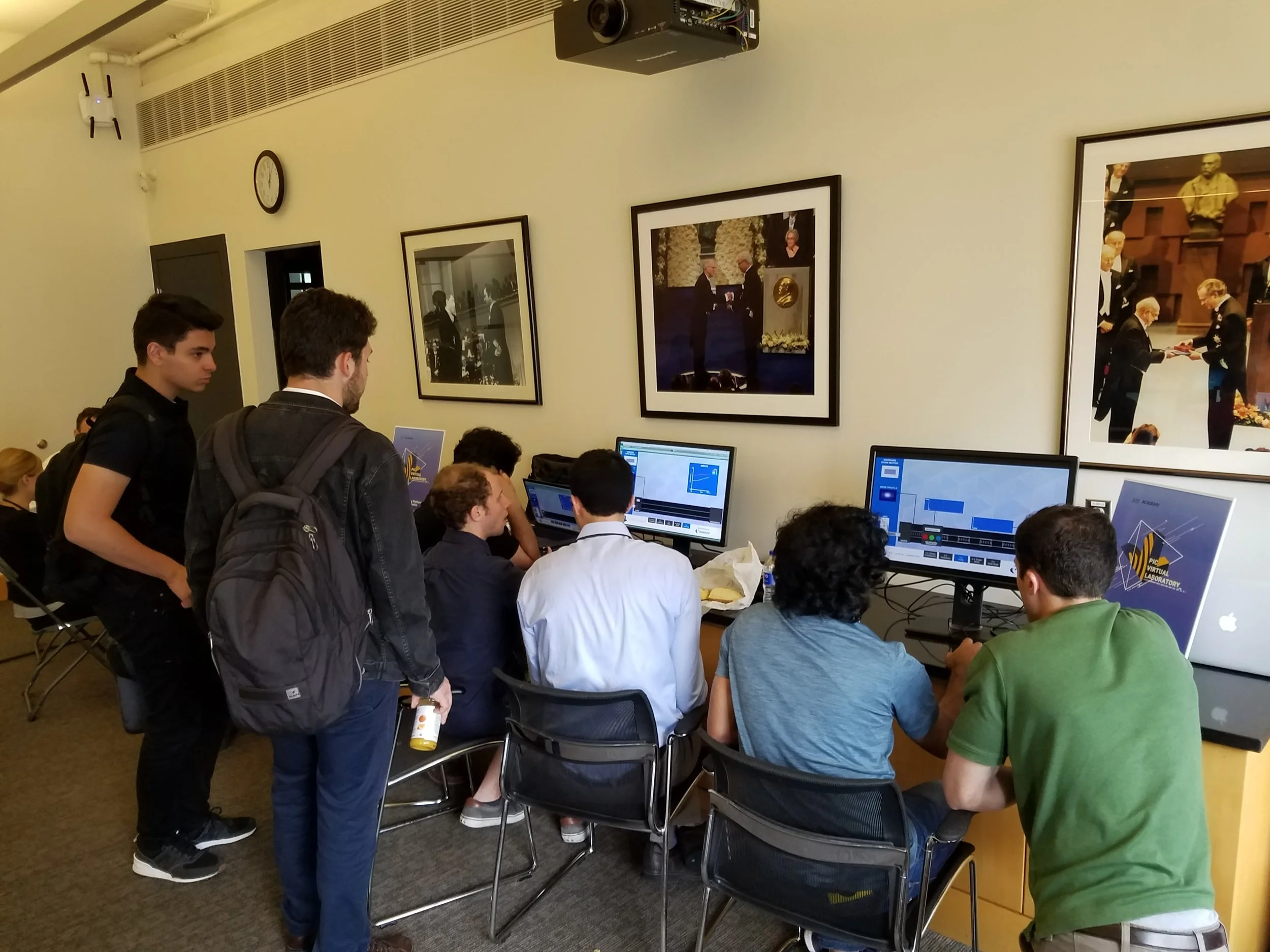 Attendees playtesting a prototype at AIM Summer Academy, a week long conference held by AIM on MIT's campus.