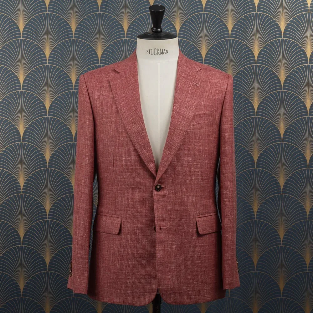 Pink wedding suit men in wool linen silk blend - unique bespoke groom suit for summer wedding Amsterdam