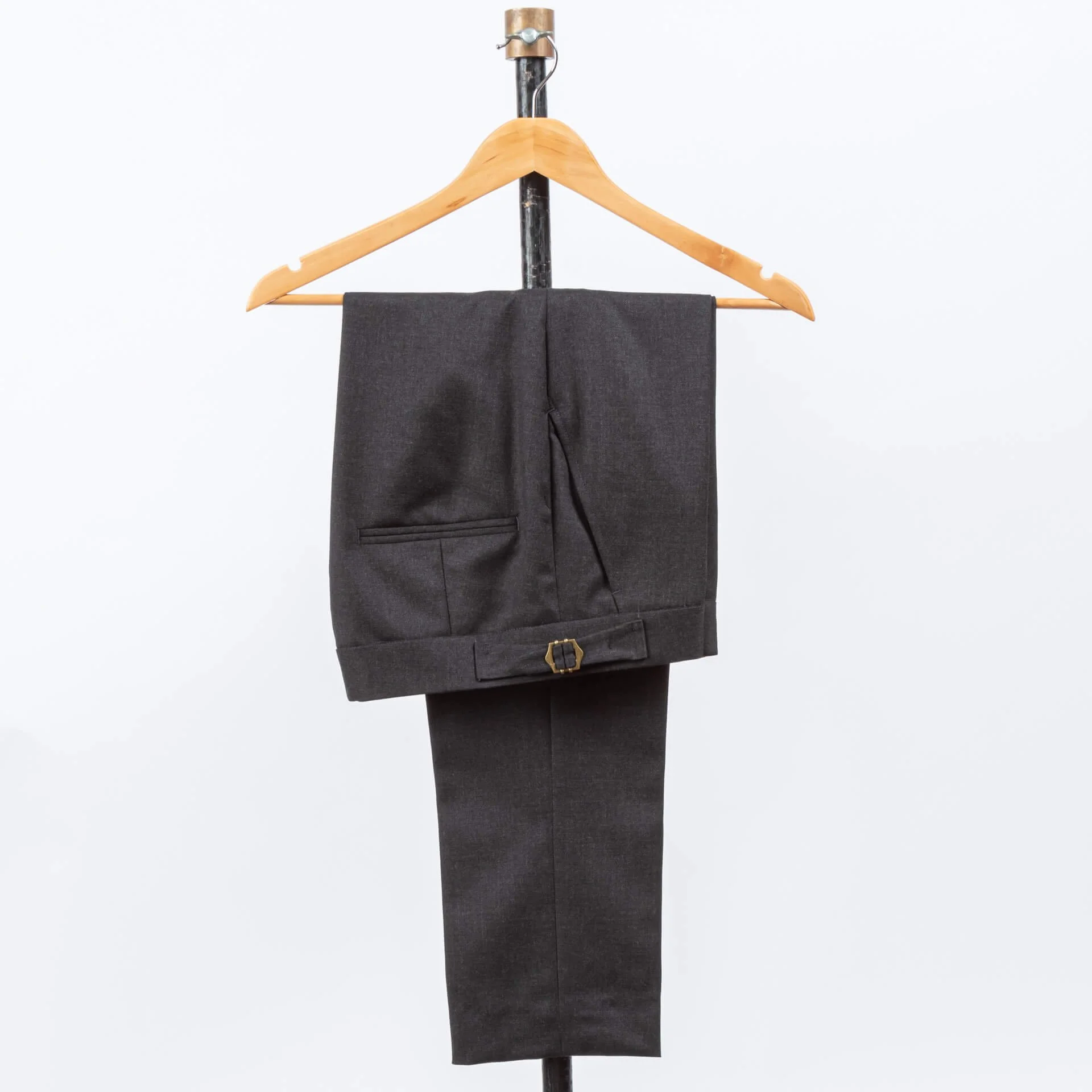 Ladies Trousers Wool Charcoal Glen Check