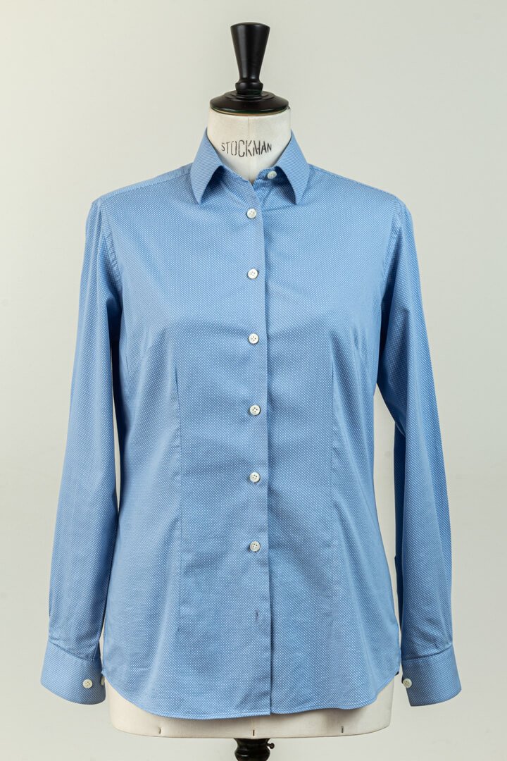 Ladies Blouse Blue Cotton Fancy Tailor Made