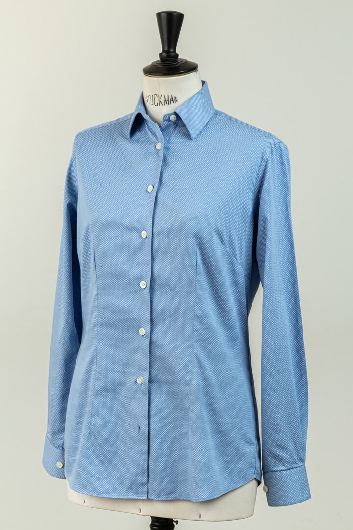 Ladies Blouse Blue Cotton Fancy Tailor Made