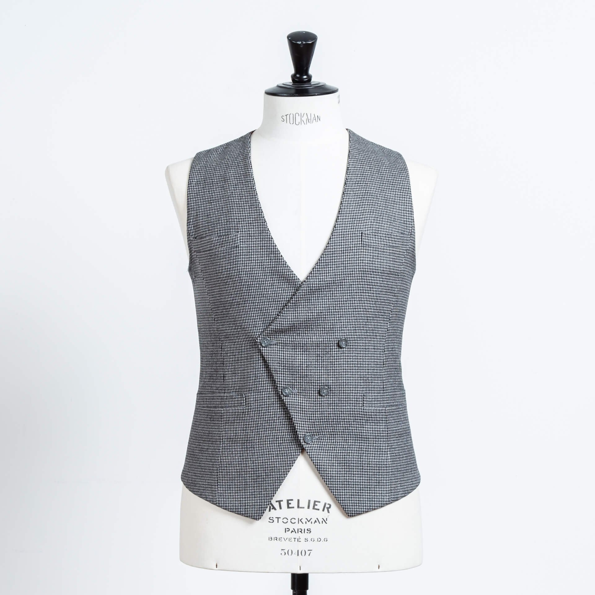 Shadow Stripe Worsted Wool Suit &amp; Pied De Poule Asymmetric Vest.