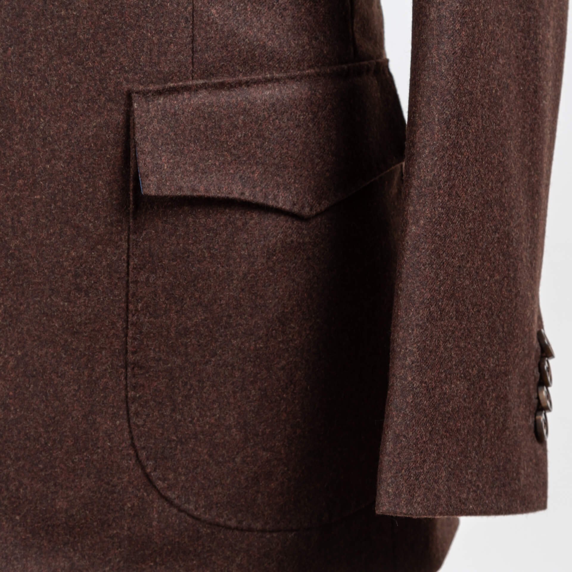 Jacket Blazer Patch Pockets With Flap Flannel Super 100's Plain Weave Brown