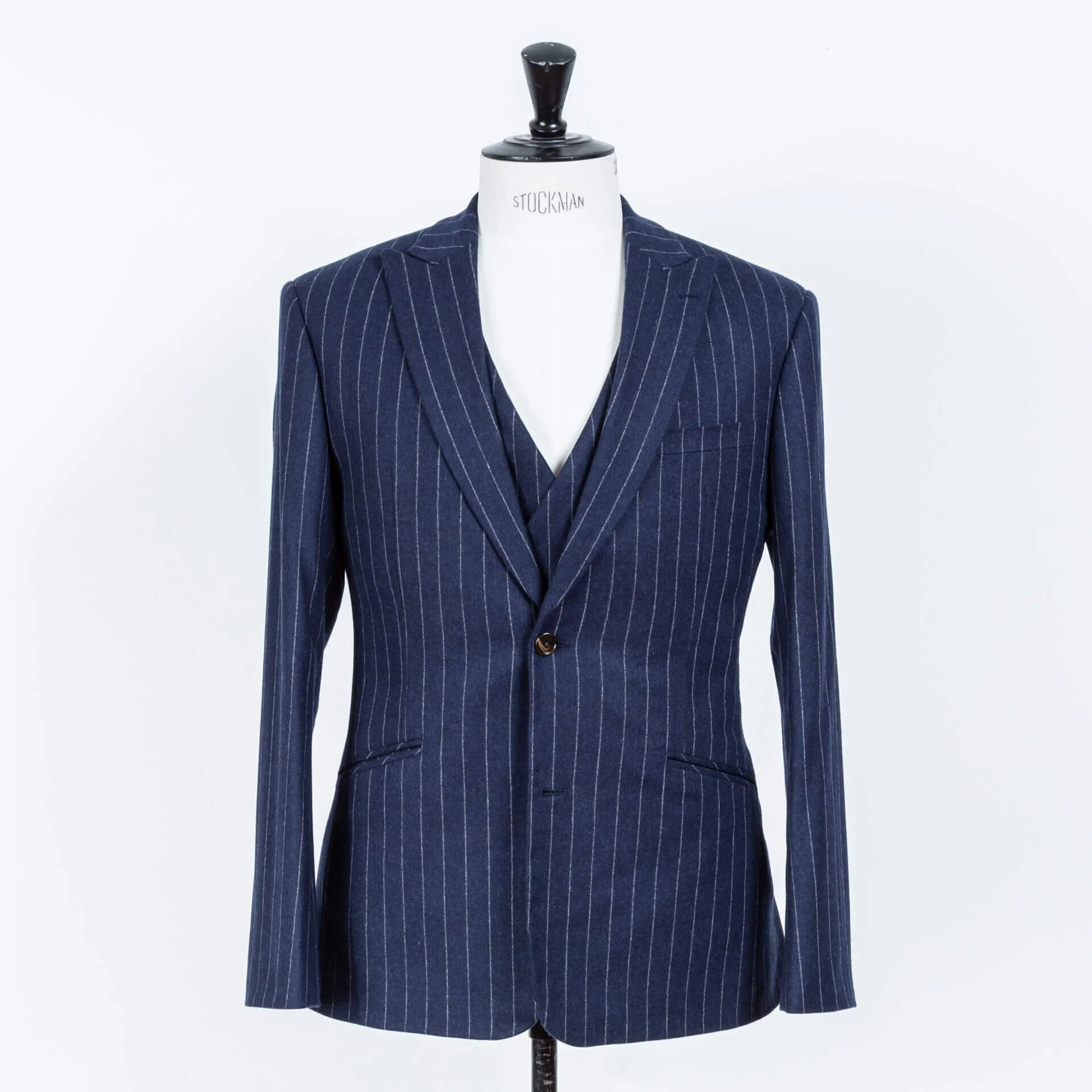 Flannel Chalk Stripe Suit / Asymmetric Waistcoat