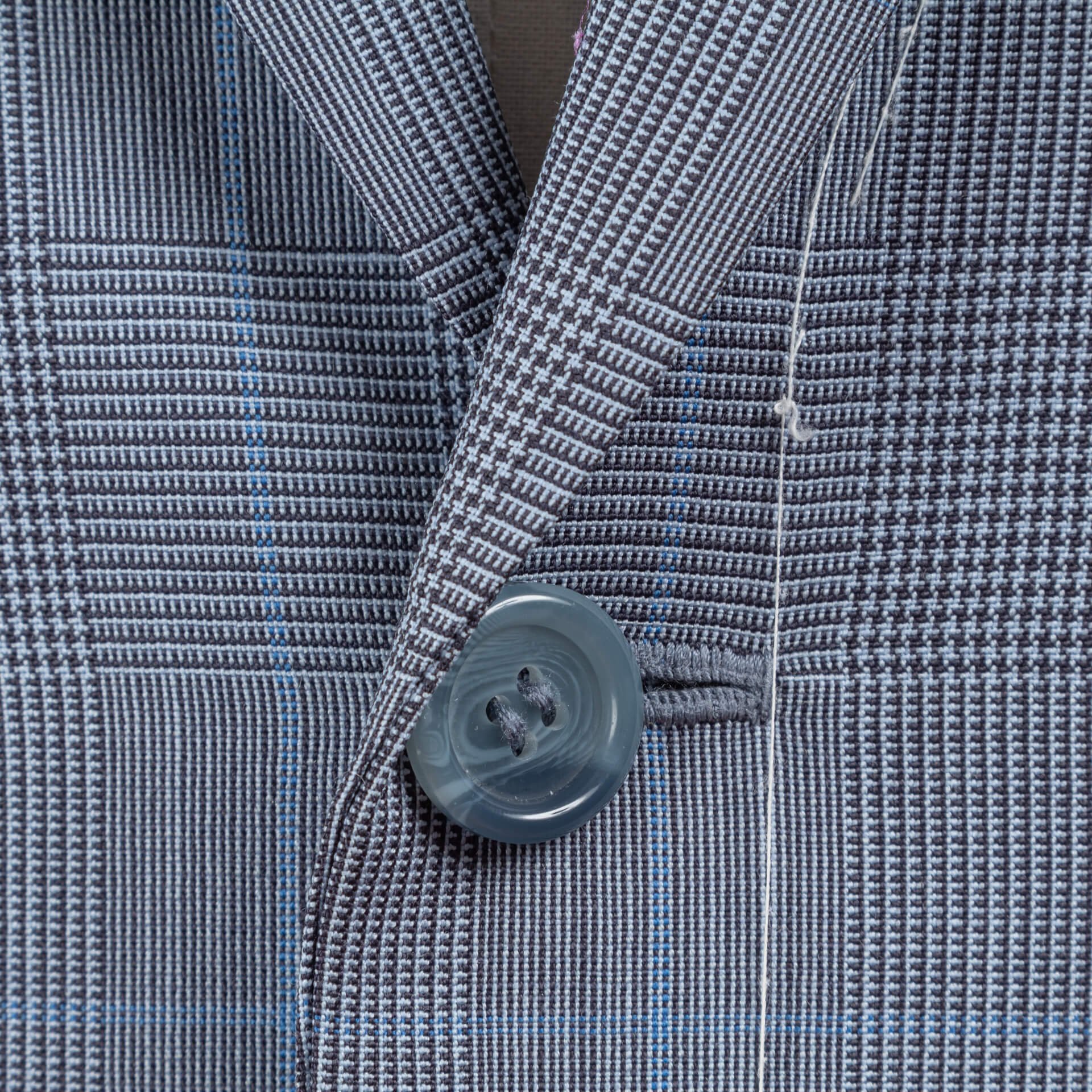Summer Suit 1 Button Blue Glen Plaid with Blue Windowpane