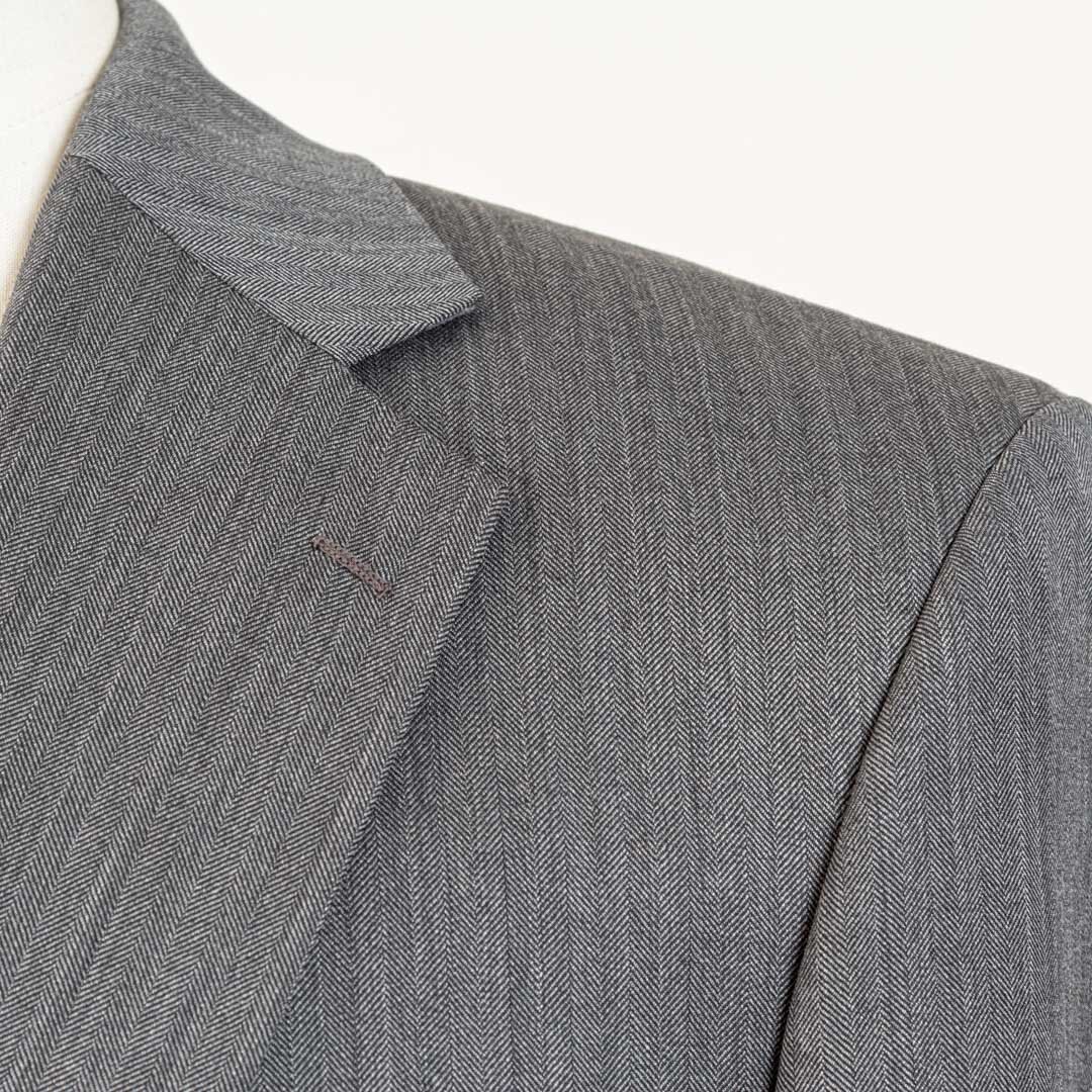 Grey Herringbone Suit Light Weight Crease Free