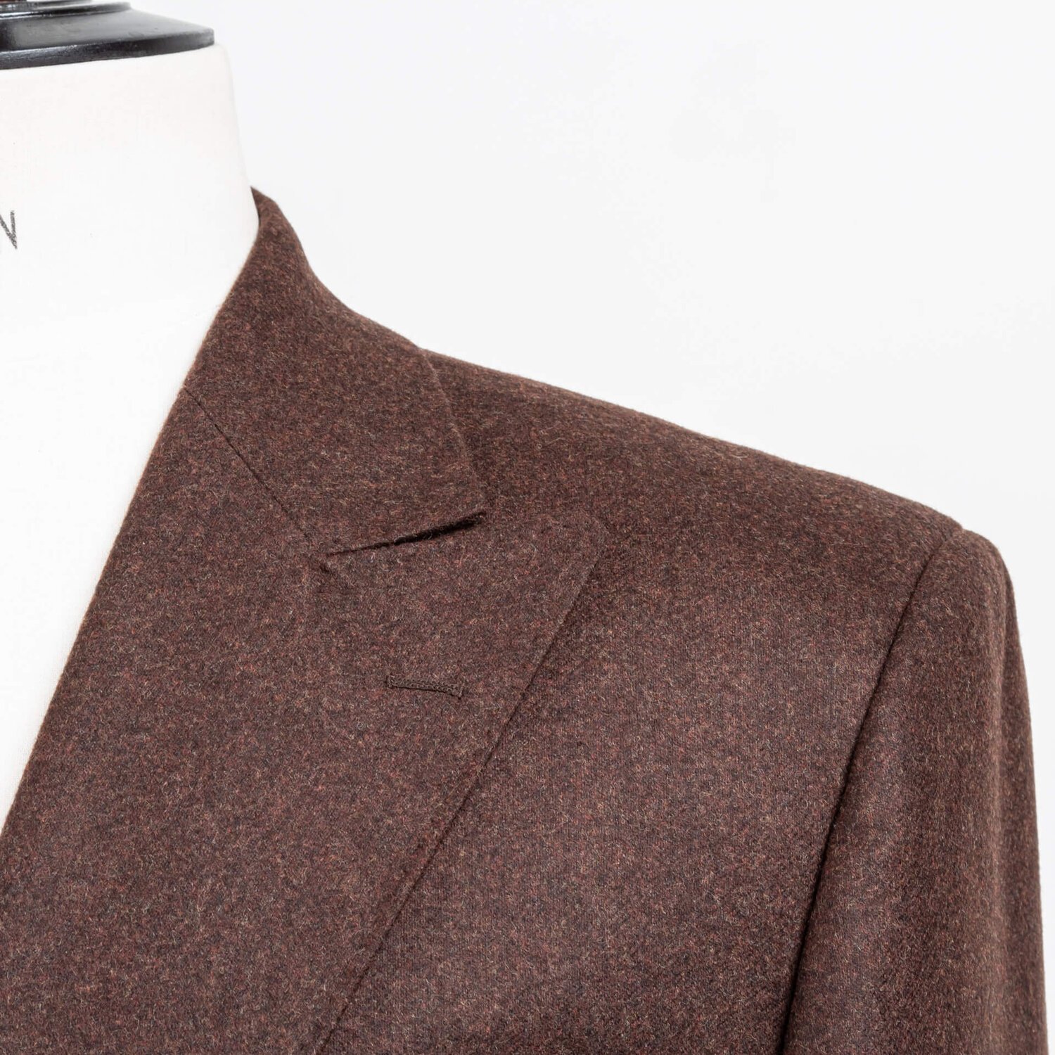 3-Piece Suit Flannel Super 100's Plain Weave Brown With Denim Herringbone Waistcoat