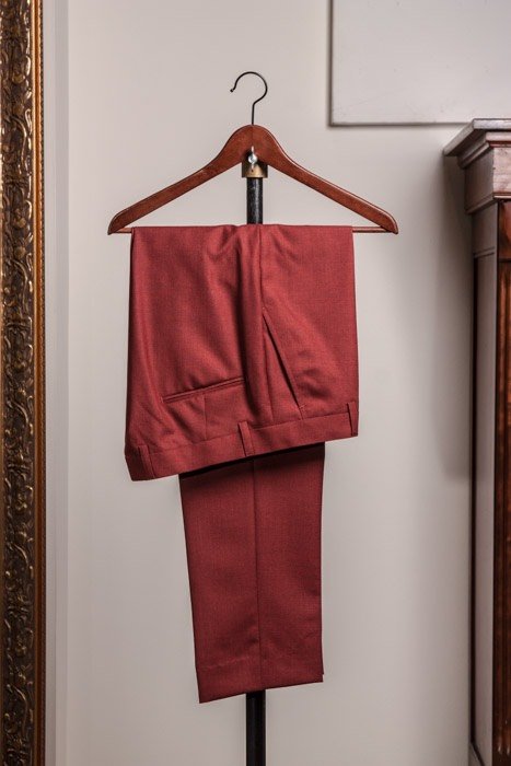 Nehru Mao Collar Jacket Suit Crispaire Red Solid