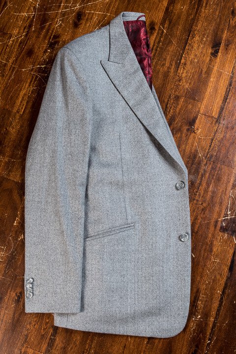 Light Grey Wool Herringbone Flannel 3-Piece Suit Men