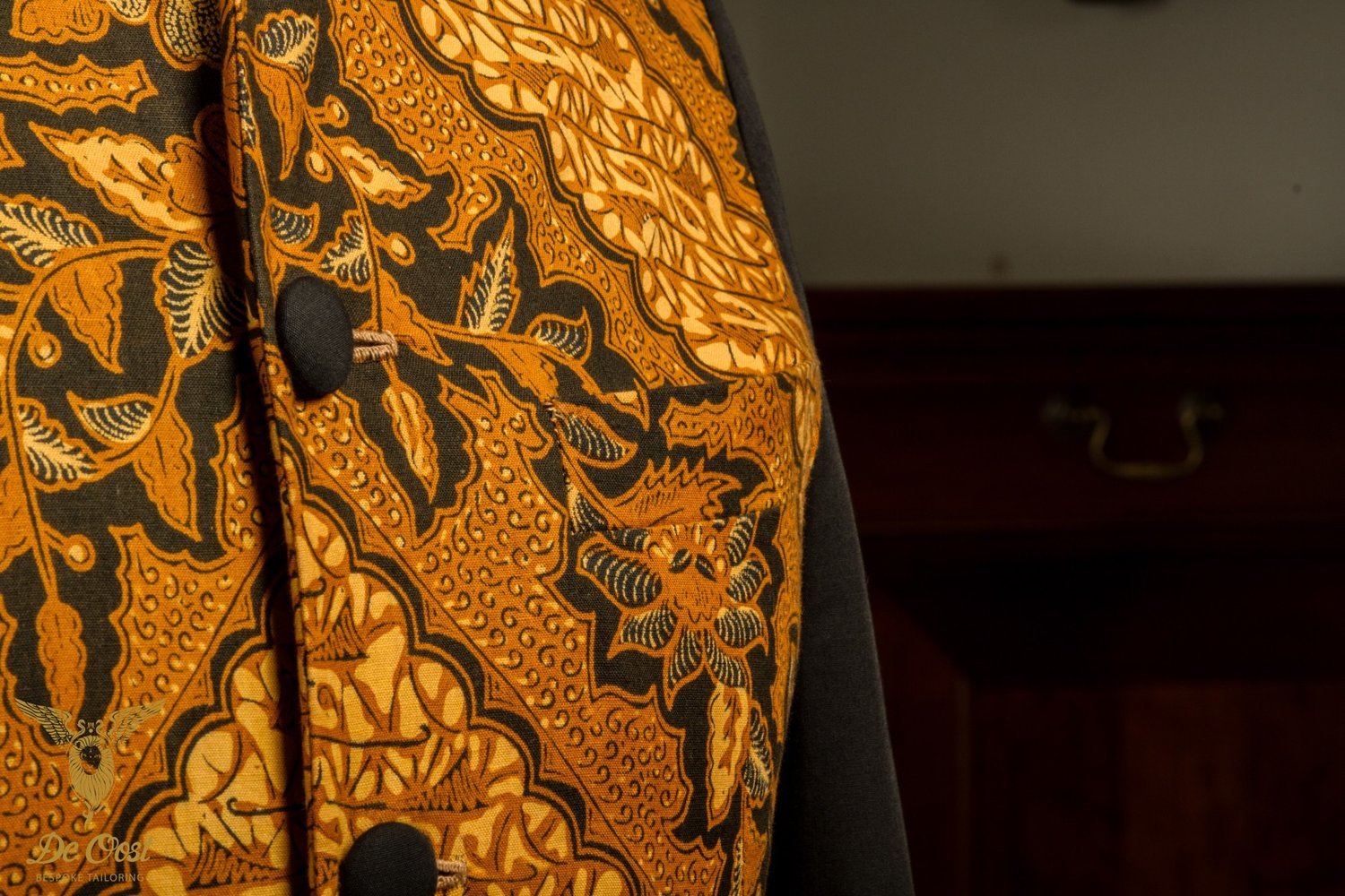Unlined Batik Jacket Nehru Collar Hand Tailored Neapolitan Sartorial Techniques