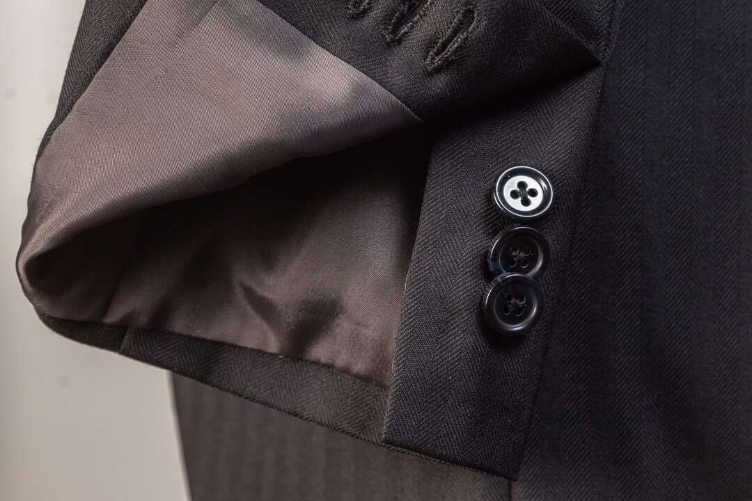 Bespoke Morning Coat Classic Black Herringbone Grey Morning Stripe Trousers