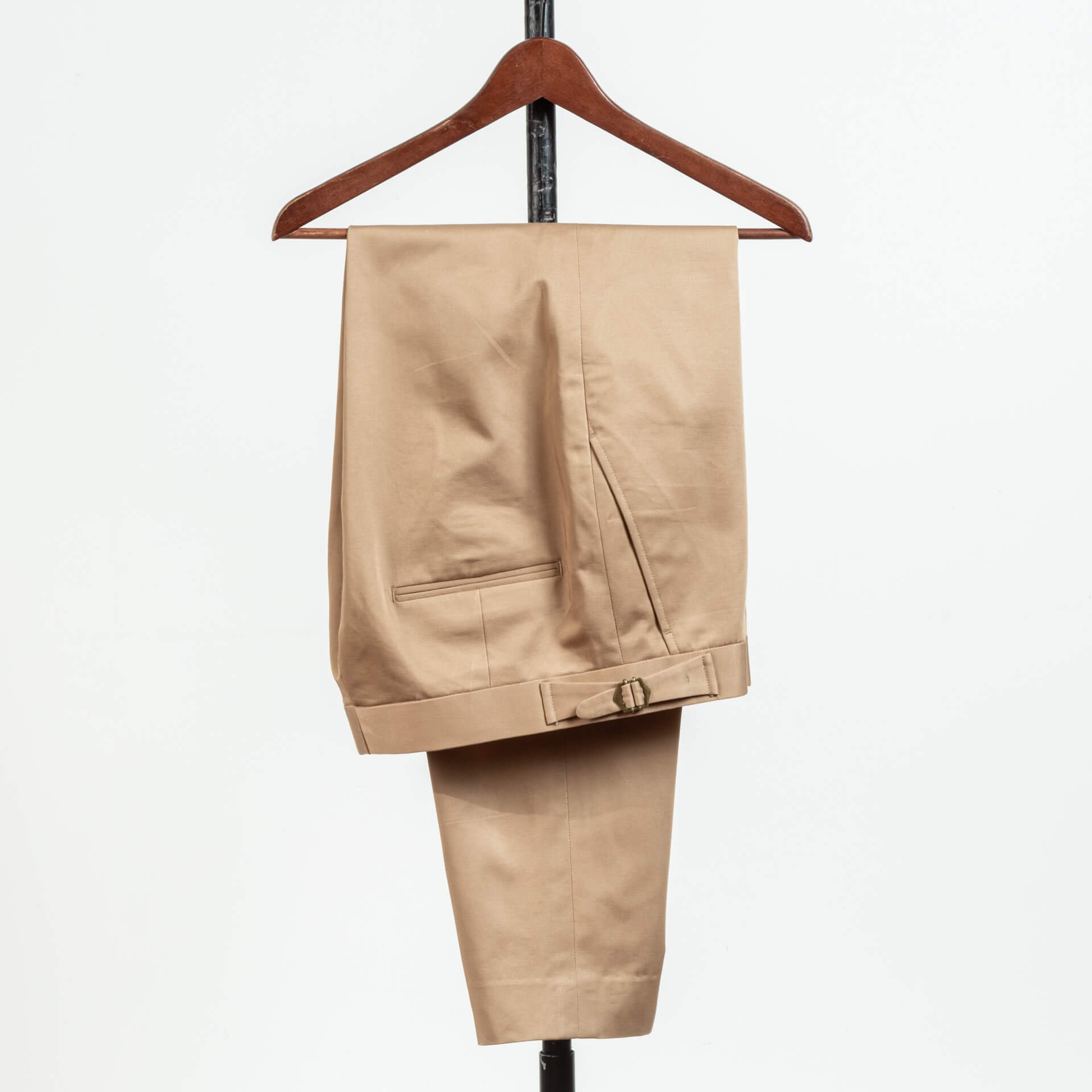 Trousers Without Fold Khaki Cotton Tailored