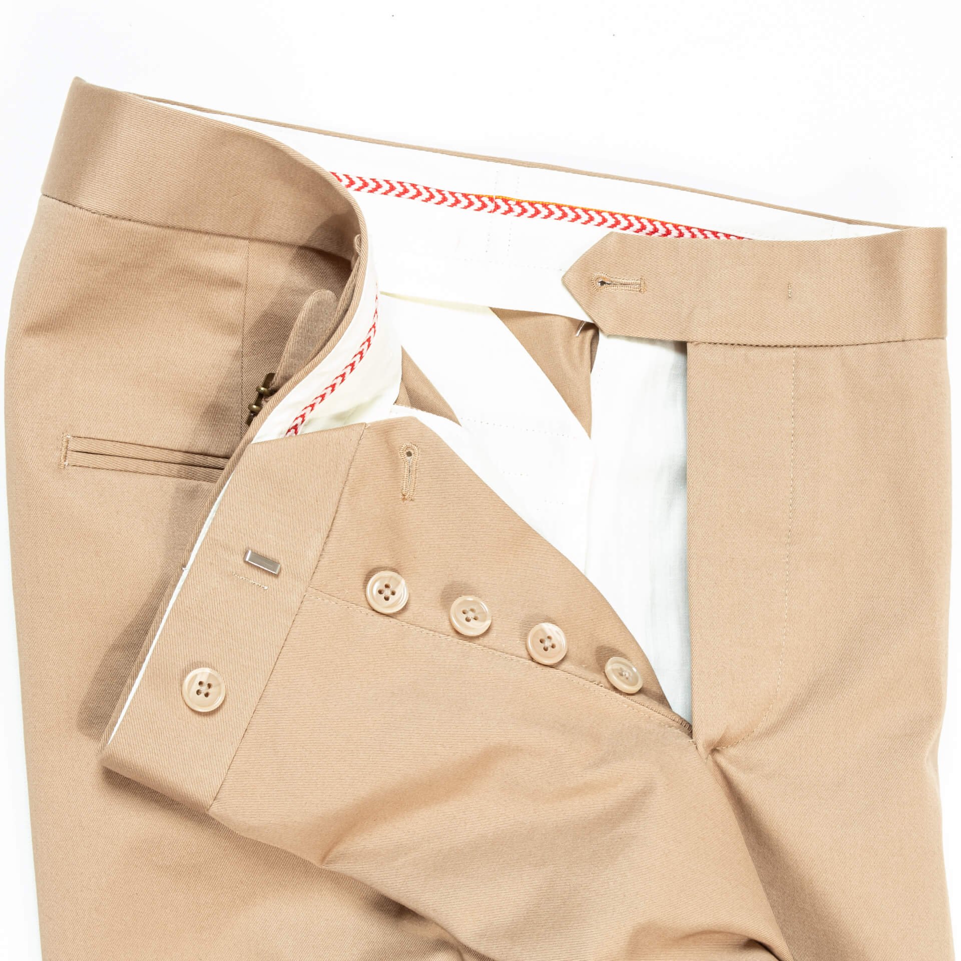 Trousers Without Fold Khaki Cotton Tailored