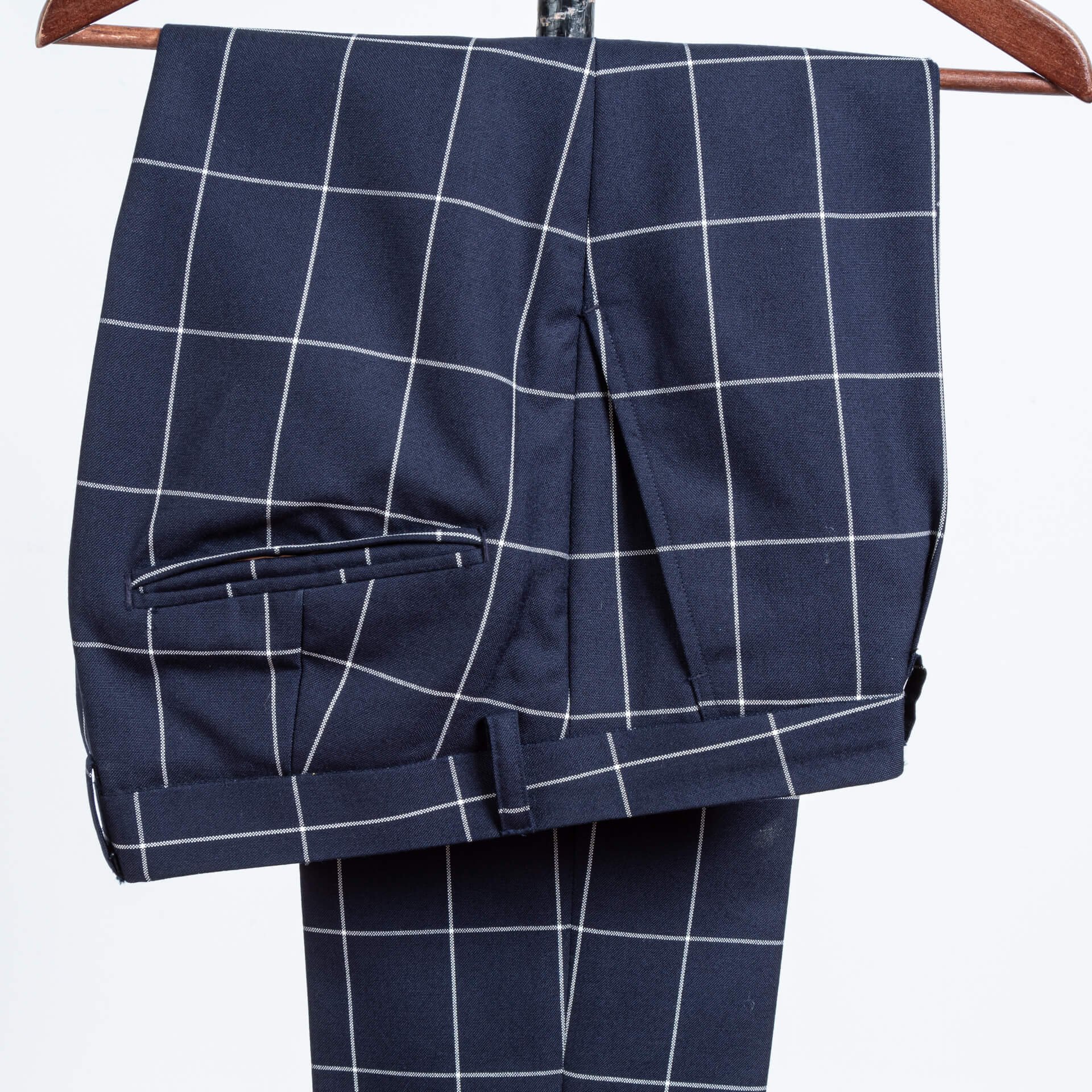 Custom Tailored Windowpane Trousers Crease Free Wool