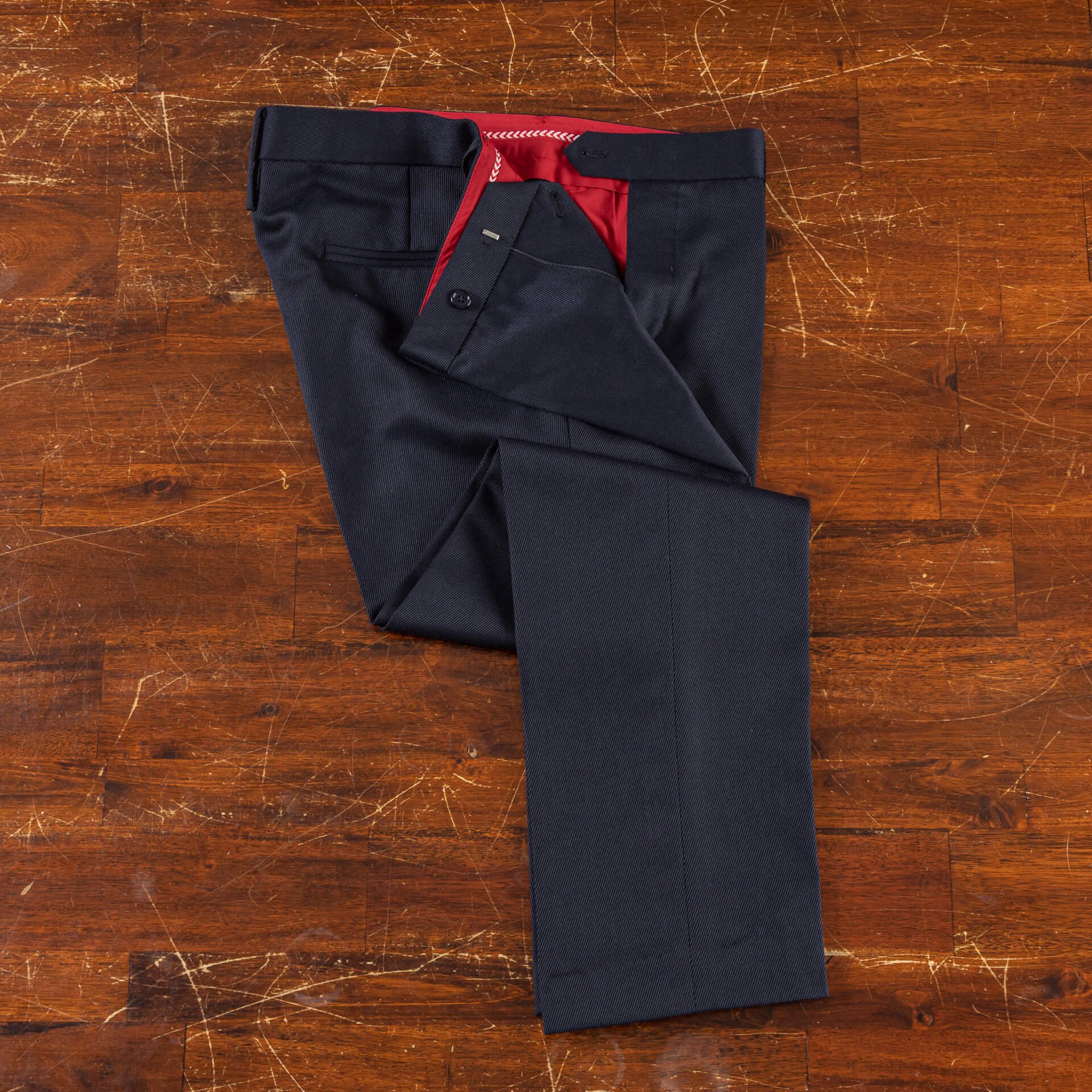 Trousers Dark Blue Whipcord Super 120's Worsted Wool