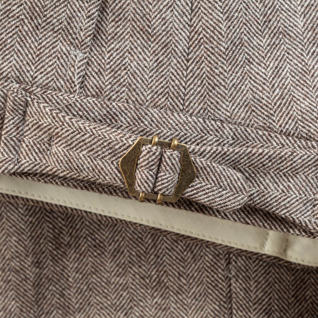 Pleated Front Flannel Trousers Light Fawn Herringbone Huddersfield Cloth 360 grm