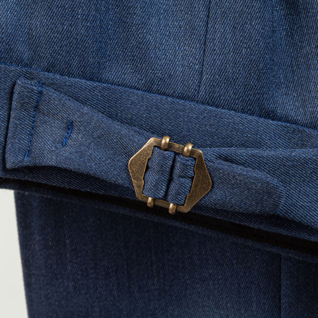 Blue Steep Twill Frogmouth Pocket Trousers Holland &amp; Sherry Dakota Collection