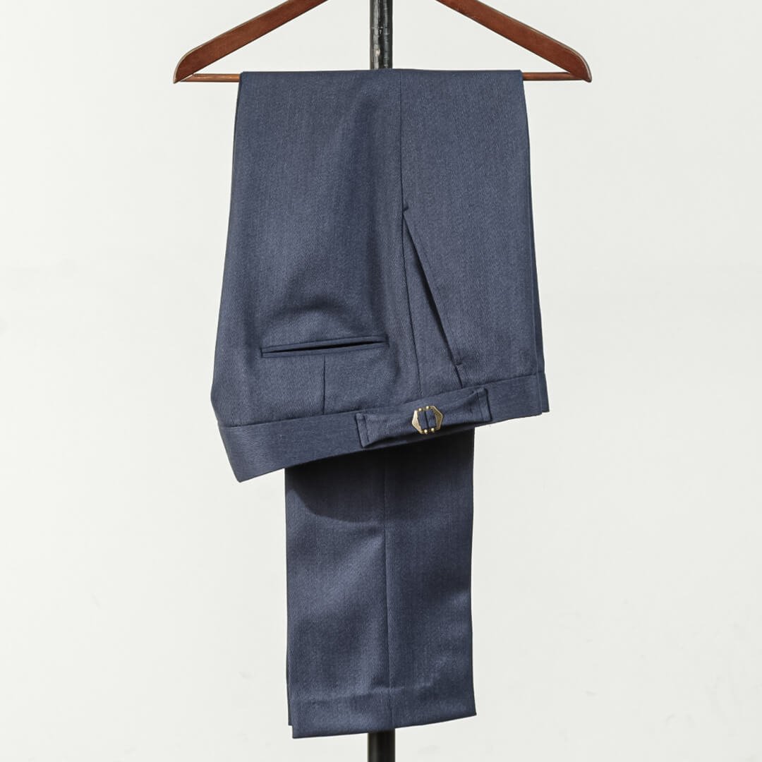 Fish Tail Trousers Turn Up Air Force Blue Whipcord Holland &amp; Sherry