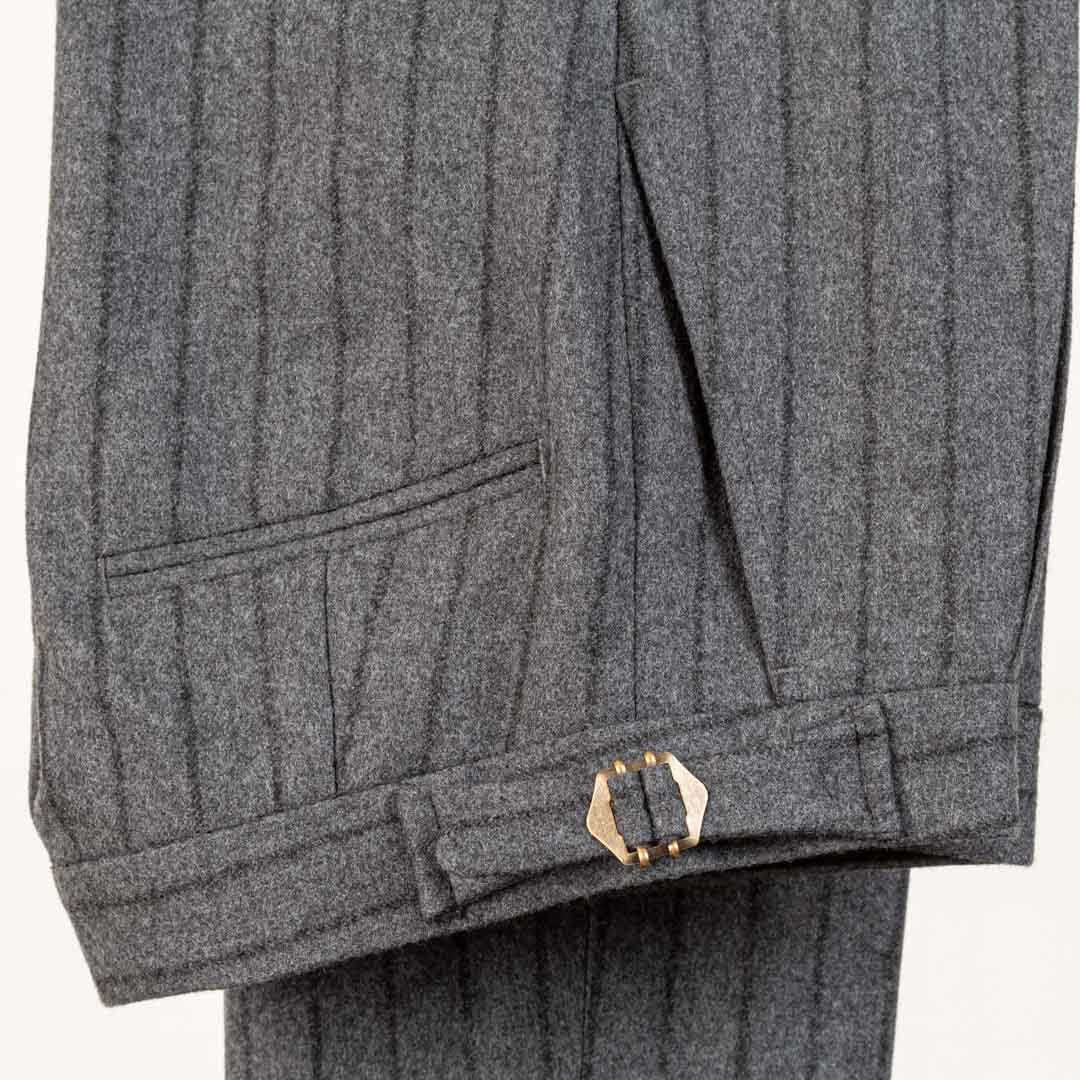 Grey Flannel Trousers With Side Adjusters
